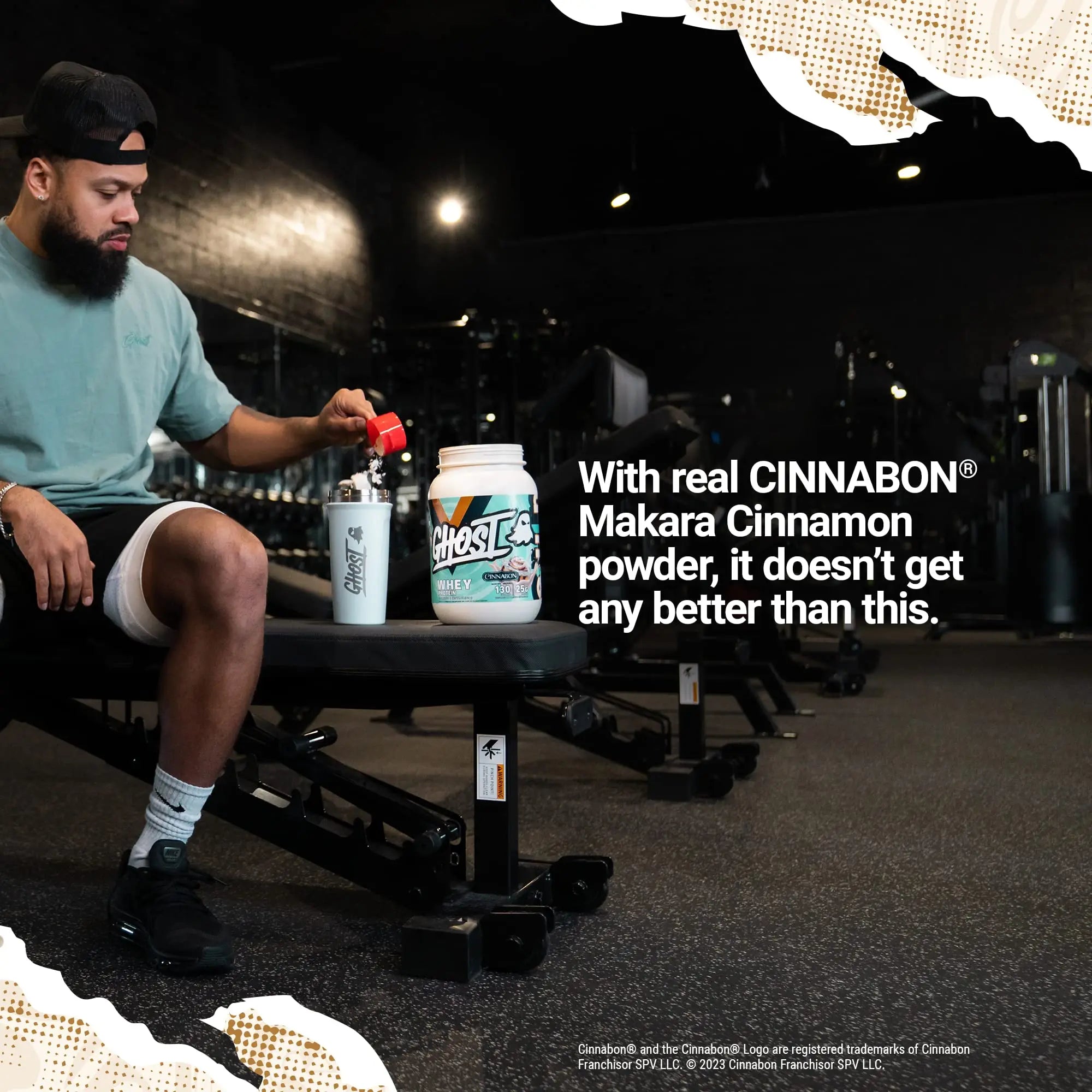 GHOST Whey Protein Powder, Cinnabon - 2LB Tub, 25G of Protein - Cinnamon Roll Flavore GHOST Au supplements