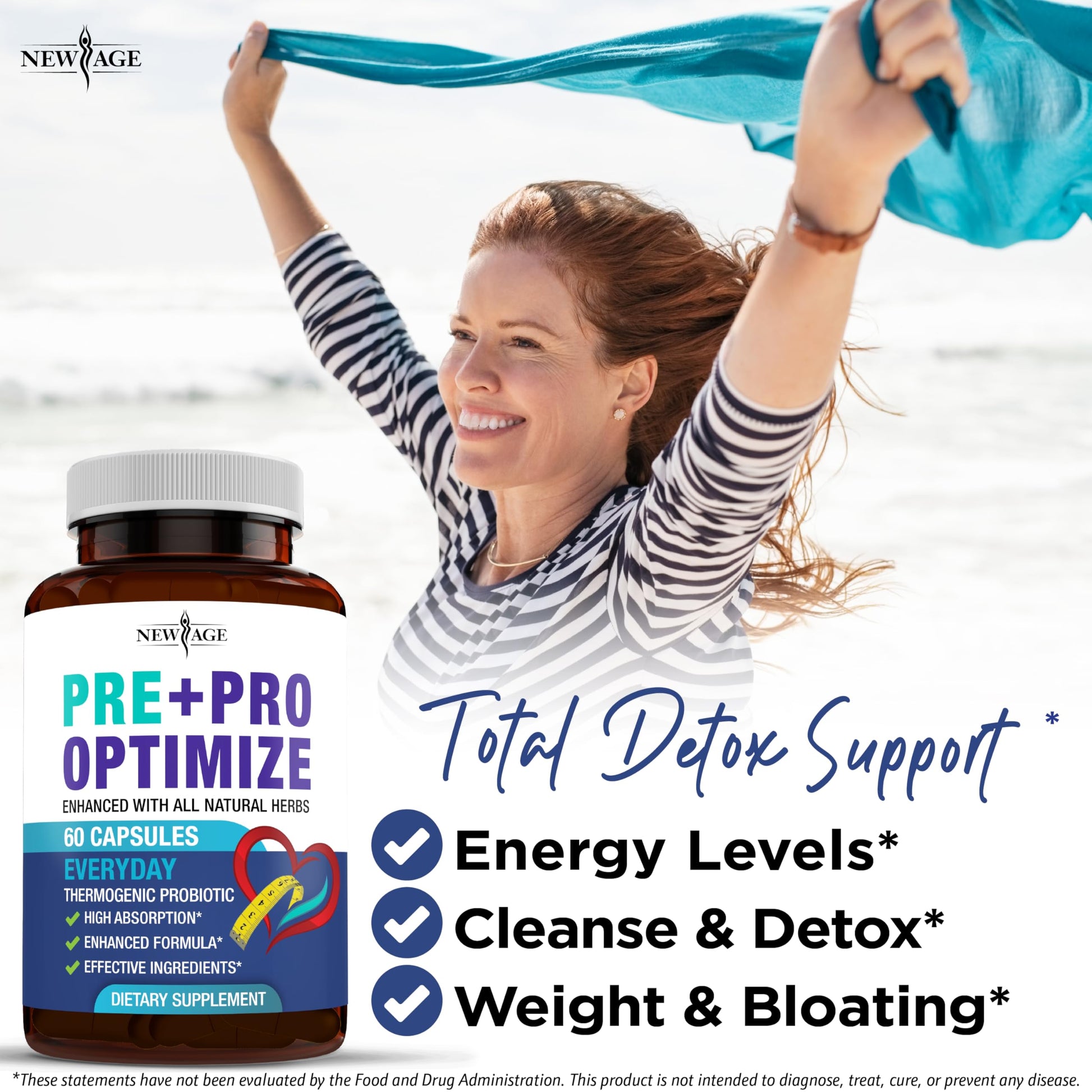 Pro Optimize Probiotics for Women, Menopause, 70 Billion CFU, Digestive Health - Relief for Bloating, Hot Flashes, Joint Support, Night Sweats - Gut Health & Metabolism - Dong Quai (120 (Pack of 2)) NEW AGE Au supplements