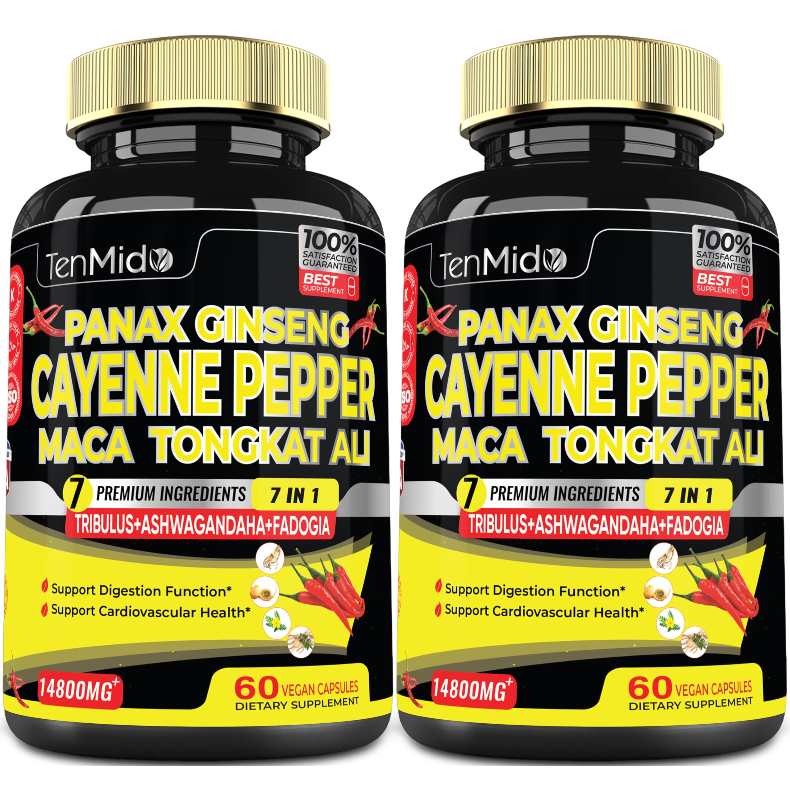 2 Packs 60 Caps 14800mg - Cayenne Pepper Supplements Extract Capsules - Tongkat Ali Tenmido Au supplements