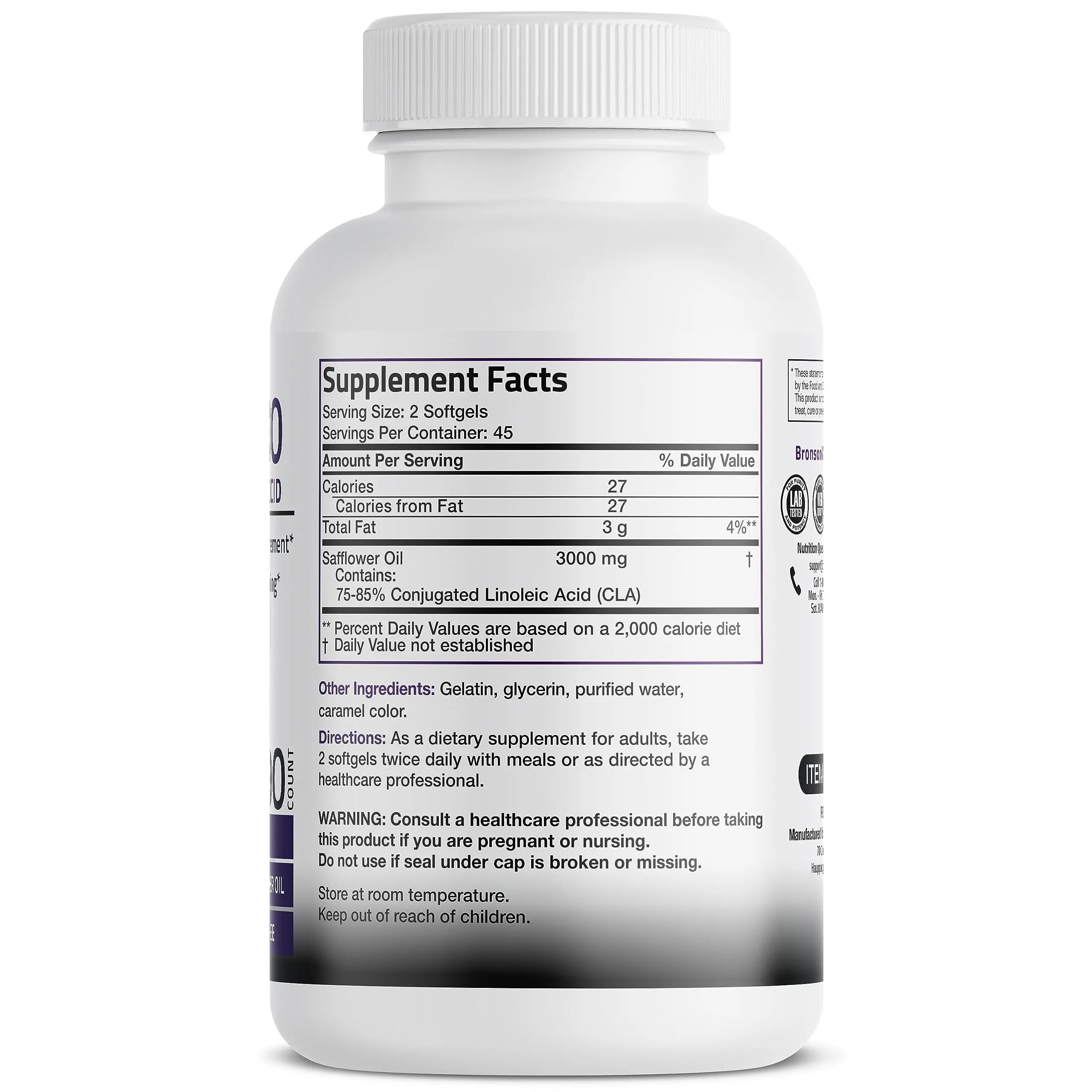 Bronson CLA 3000 Extra High Potency Supports Healthy Weight Managem Bronson Au supplements