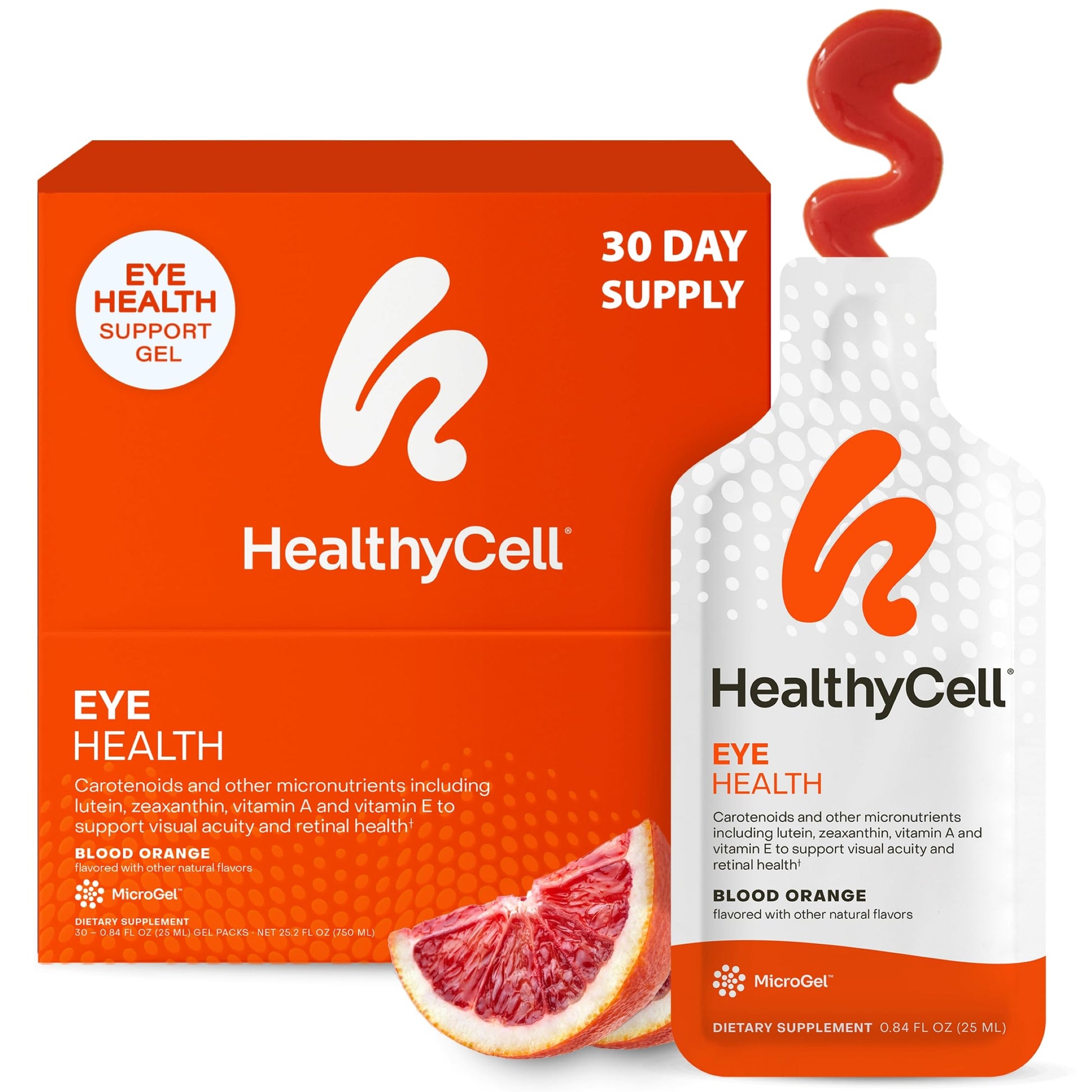 Healthycell Eye Health Daily Liquid Supplement - Eye Vitamins & Minerals with Lutein, Zeaxanthin, Astaxanthin & Beta Carotene for Sight Care & Macular Support - 30 Gel Packs Healthycell Au supplements