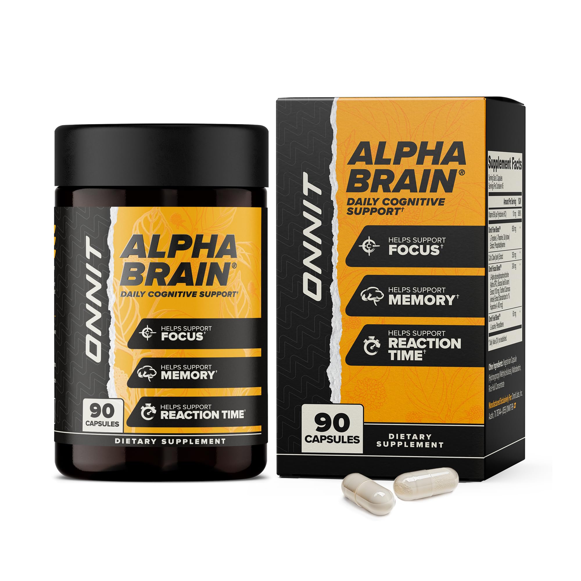 ONNIT Alpha Brain Nootropic Brain Supplement for Men and Women, IGEN Non-GMO Tested, Memory, Mental Clarity, Cognitive Support and Focus Capsules with L-Theanine and Vitamin B6 (90 Count) ONNIT Au supplements