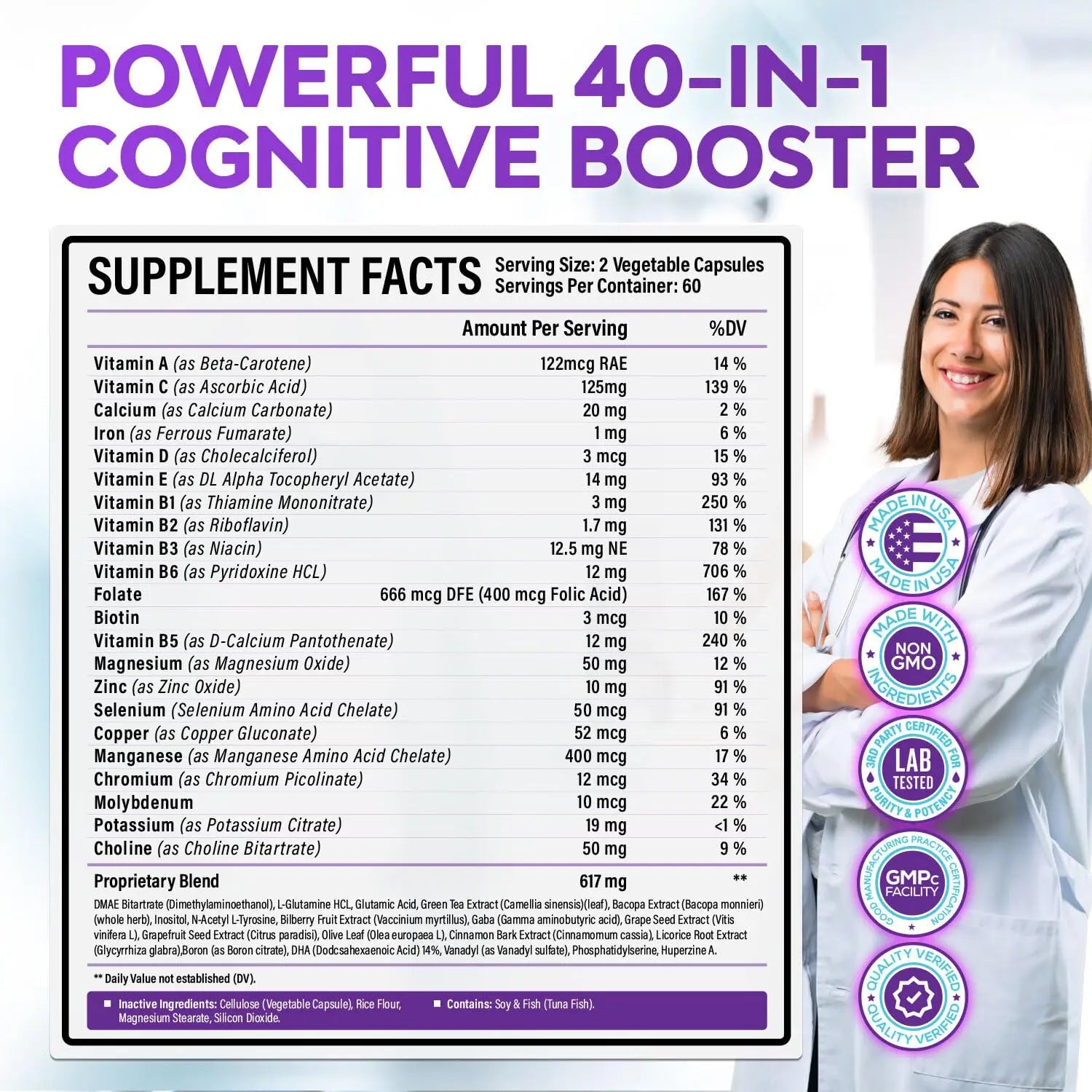 40-in-1 Brain Booster Supplements for Memory, Focus, Clarity, Energy, Performance Rainbow Nutrients, LLC Au supplements