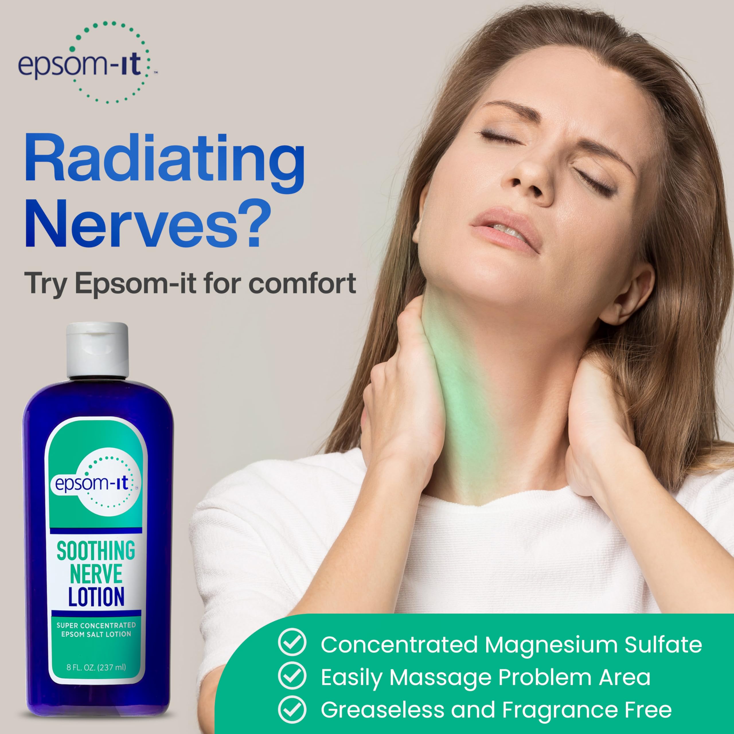 Epsom-It Soothing Nerve Lotion - Epsom Salt Magnesium Lotion, Topical Magnesium Cream with Capsaicin & Arnica to Provide Comfort for Legs, Knee and Feet, 8.0 oz., 2-Pack EPSOM-IT Au supplements