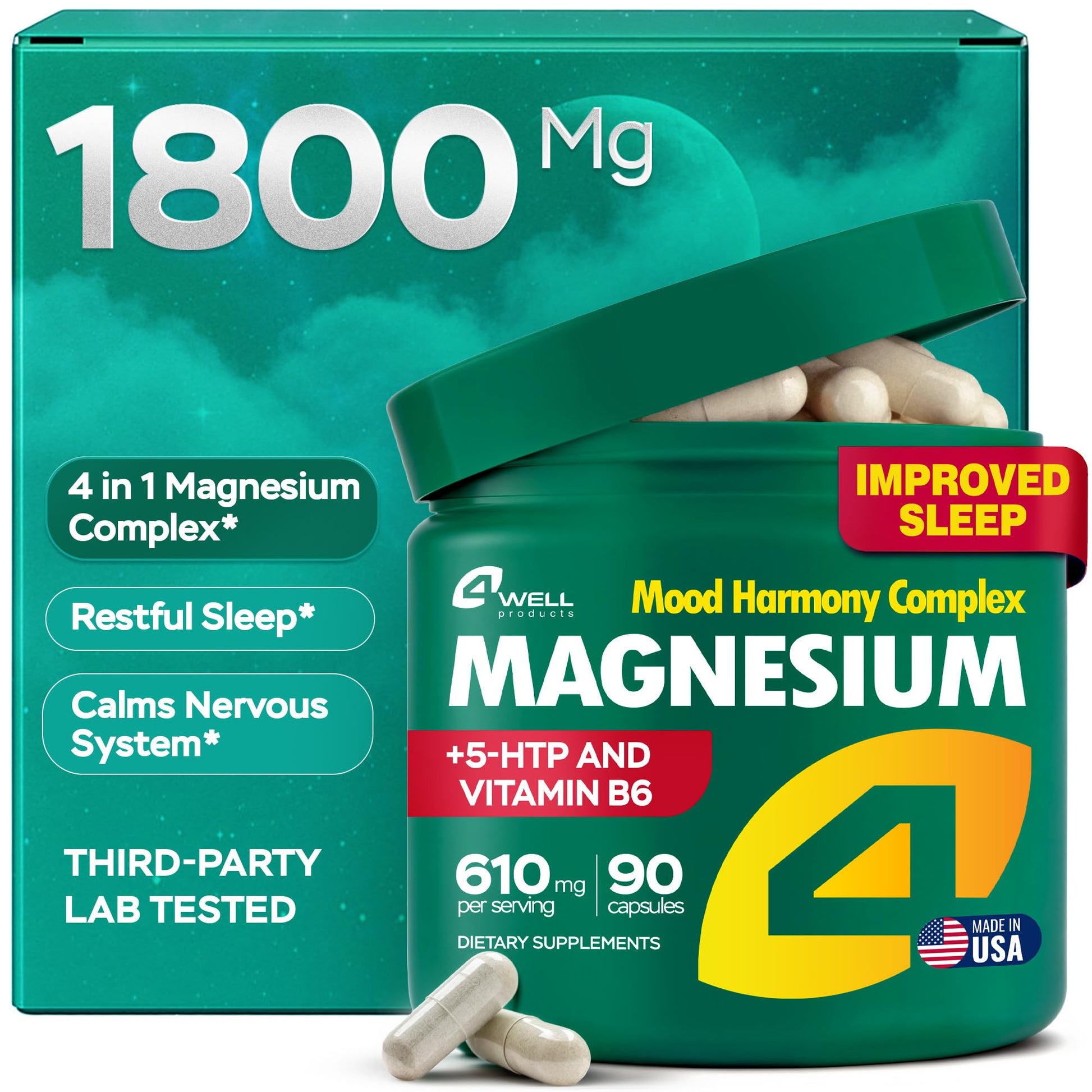 Magnesium Complex for Women – Magnesium for Sleep, Advanced 610mg with Glycinate, Citrate & Vitamin B6 for 3X Absorption + 5-HTP – Supports Sleep, Relaxation, Nerve, Muscle, Bone & Energy Health 4Well Products Au supplements