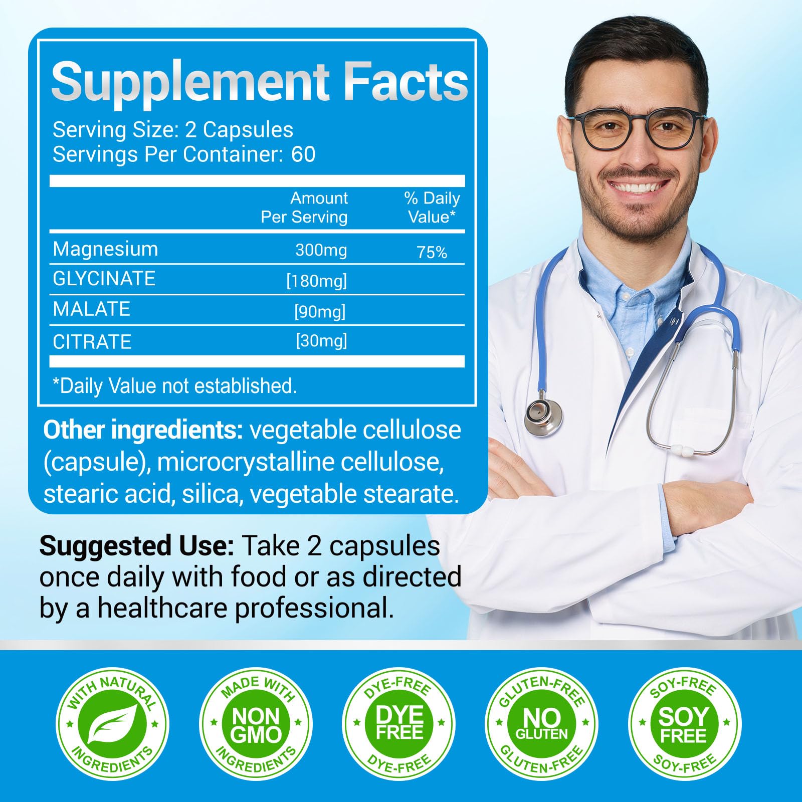 ASSR Triple Magnesium Complex – 300mg Magnesium Supplement with Glycinate, Malate & Citrate – Supports Relaxation, Muscle & Nerve Function