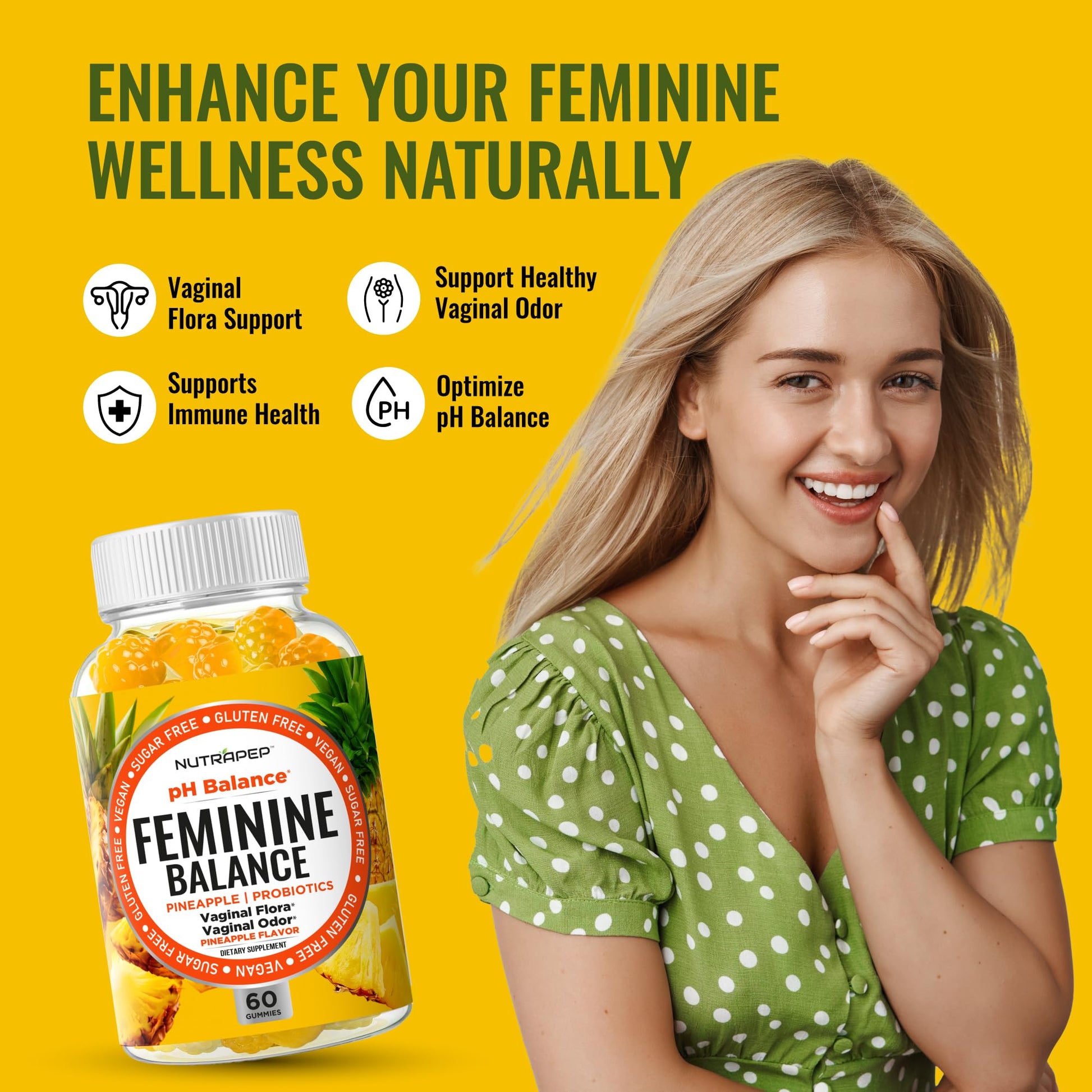 NutraPep Feminine Balance Probiotics Gummies for Women - Vaginal Health & Women's pH Balance Natural Gummy Supplement with Cranberry Pineapple Powder - Sugar Free Gluten Free Vegan (Pack of 2) NutraPep Au supplements