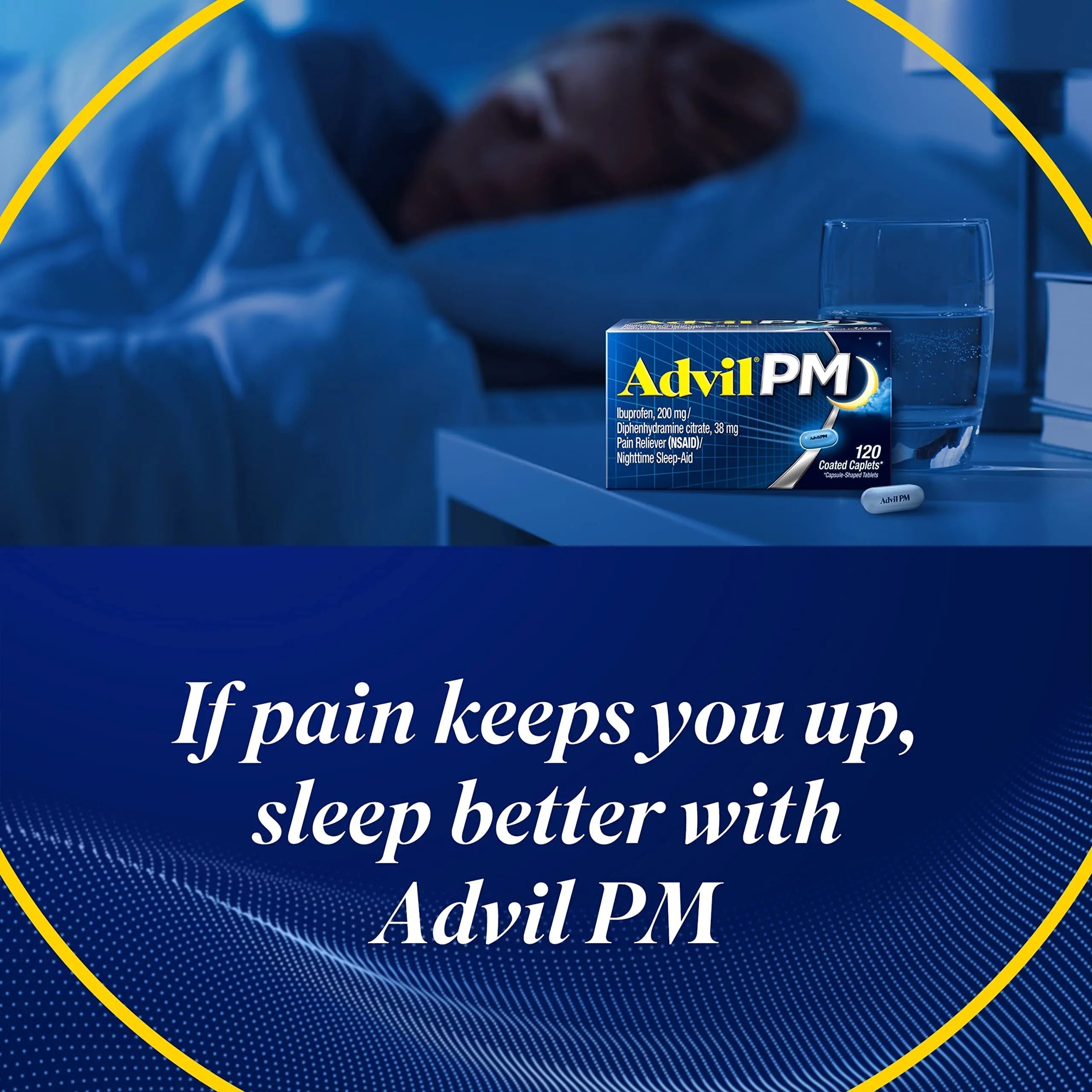 Advil PM Pain Reliever and Nighttime Sleep Aid, Pain Medicine with Ibuprofen for Pain Relief and Diphenhydramine Citrate for a Sleep Aid - 40 Coated Caplets Advil Au supplements