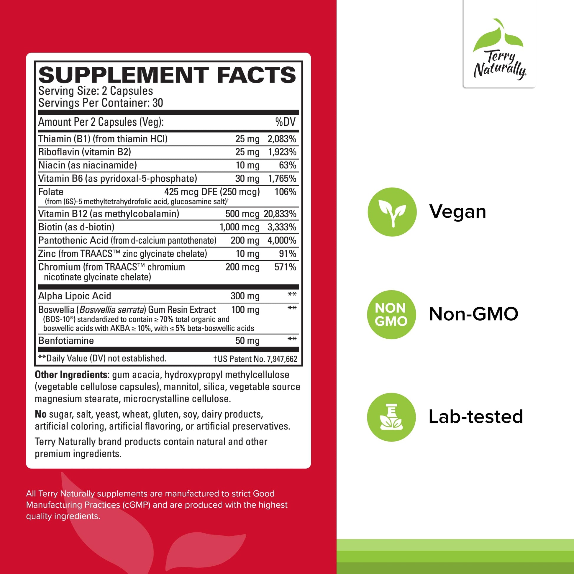 Terry Naturally Healthy Feet & Nerves - Herbal Supplement with Bioactive Vitamin B12 - Circulation & Nerve Health Support Supplement - Vegan Capsules with Boswellia Serrata - 60 Capsules Terry Naturally Au supplements