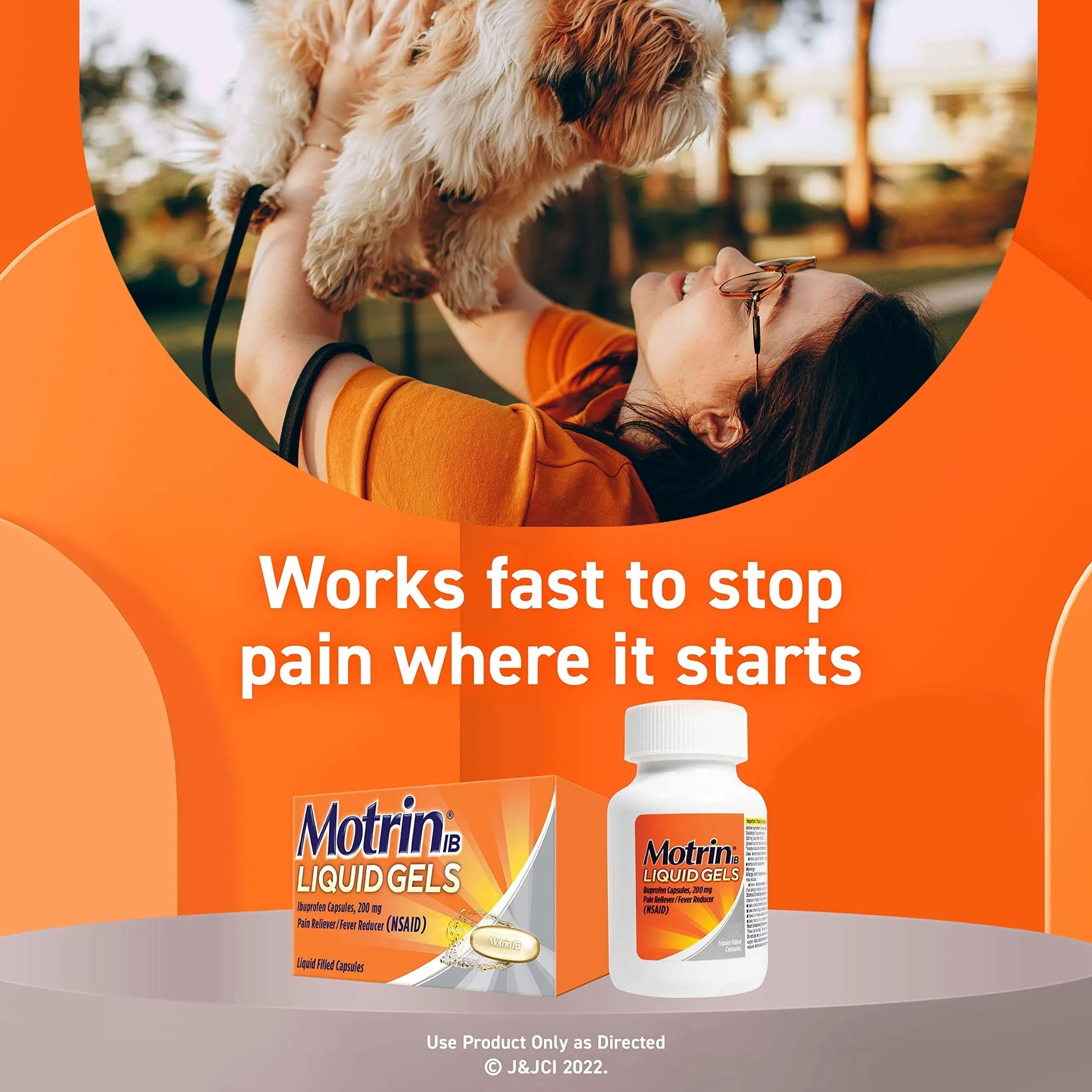 Motrin IB Liquid Gels with 200mg Ibuprofen per Caplet, Pain Reliever & Fever Reducer for Adults, Relief from Minor Arthritis Pain, Muscle Aches, Headache, Menstrual Cramps & Backache, 120 ct Motrin Au supplements
