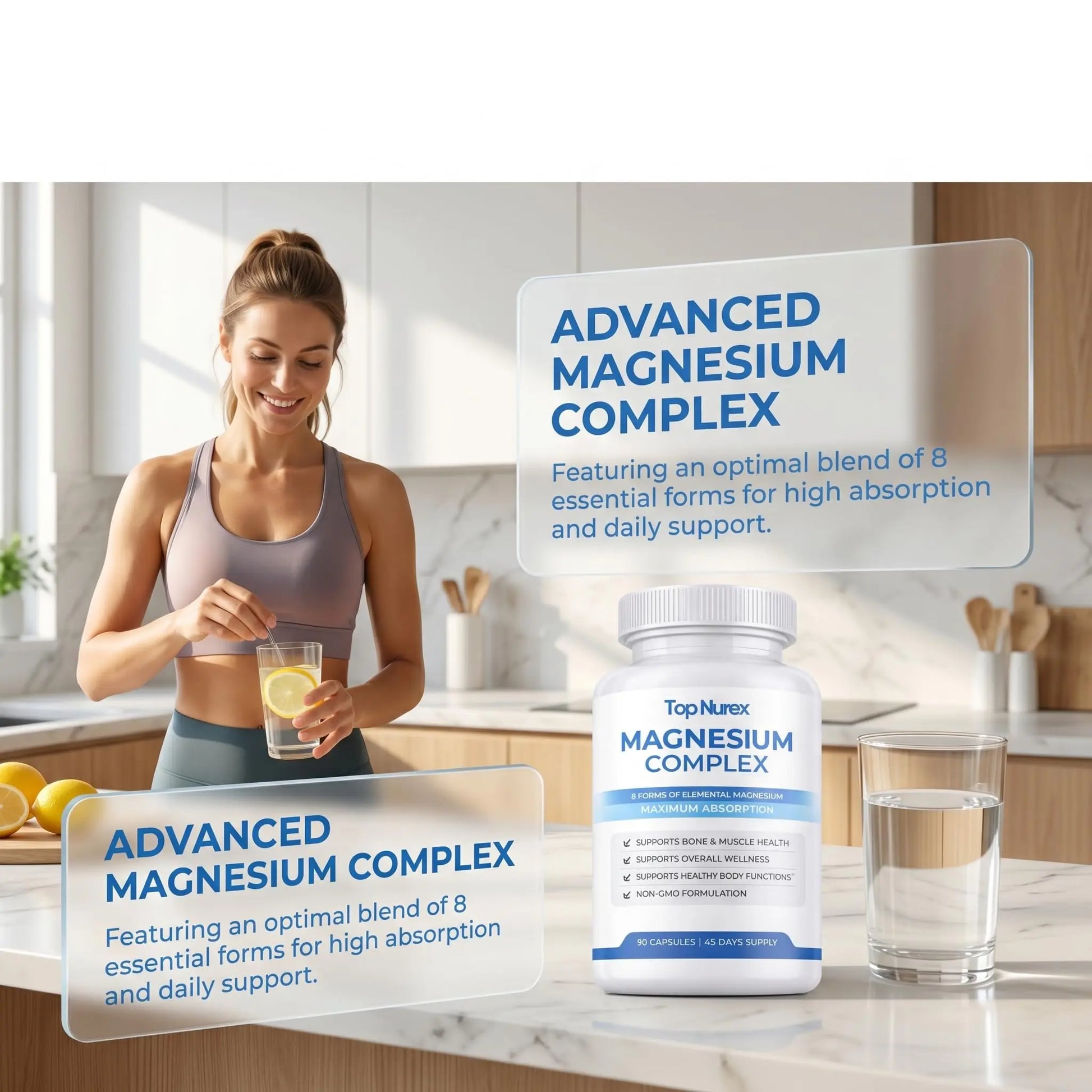 Top Nurex Magnesium Complex for Women & Men,1000mg High Absorption Blend, 8 Magnesium Forms Including Glycinate, Citrate & Malate, Daily Nutrient Support, Vegan Non-GMO, 90 Capsules (1 Pack) wuliao Au supplements