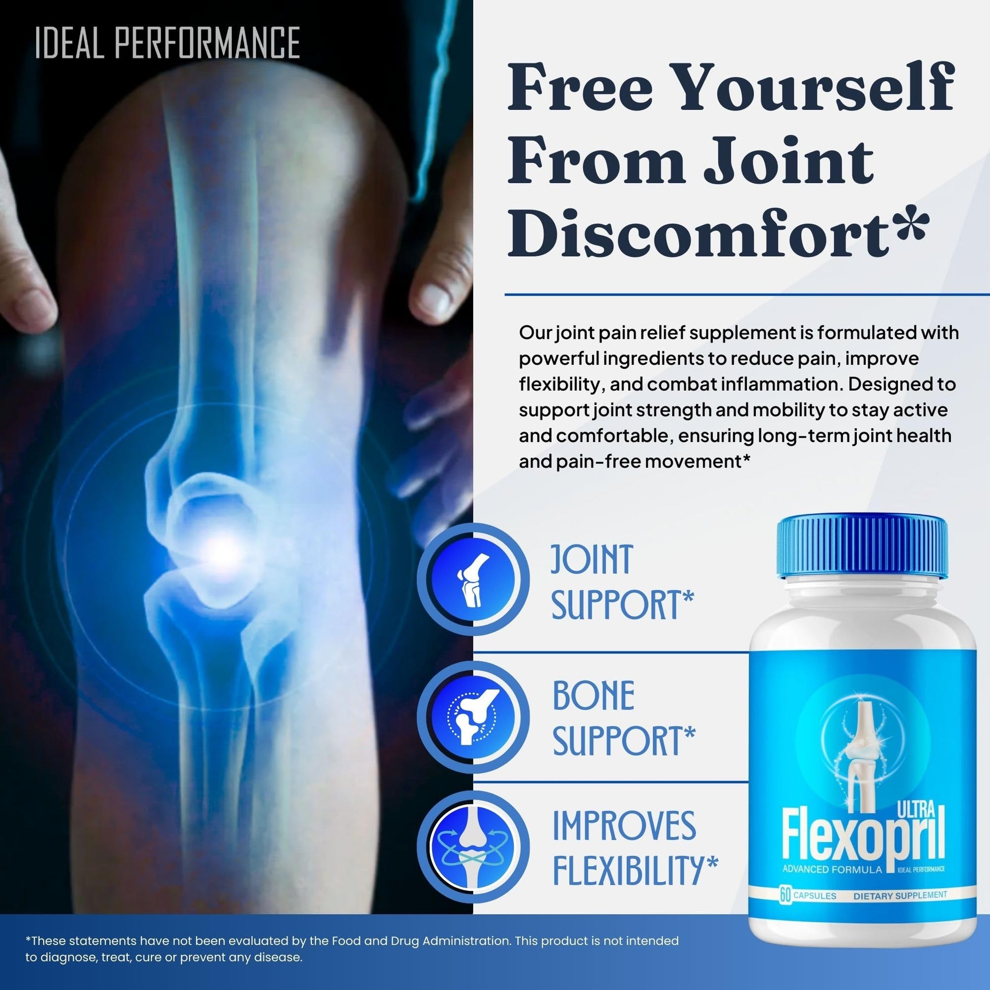 Flexopril Ultra Joint Support Capsules, Official Flexopril Supplement Pills, All-Natural Formula to Fortify Bones and Bolster Flexibility - Maximum Strength, FlexoprilUltra Pills Reviews (60 Capsules) IDEAL PERFORMANCE Au supplements