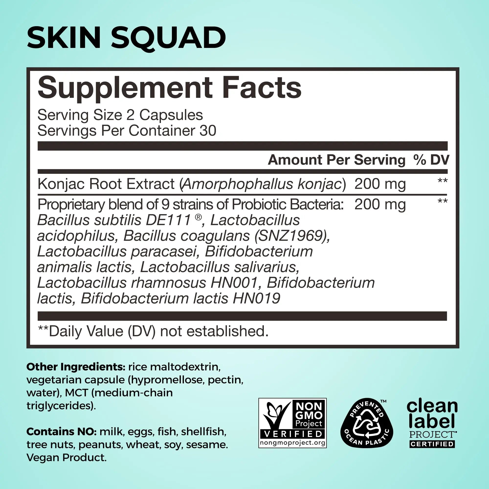 HUM Skin Squad Probiotics for Women and Men, Skin Care Supplement for Clear Complexion & Gut Health Support, Microbiome Prebiotic & Probiotic Supplement for Breakouts, Digestive Health, 60 Capsules HUM Au supplements