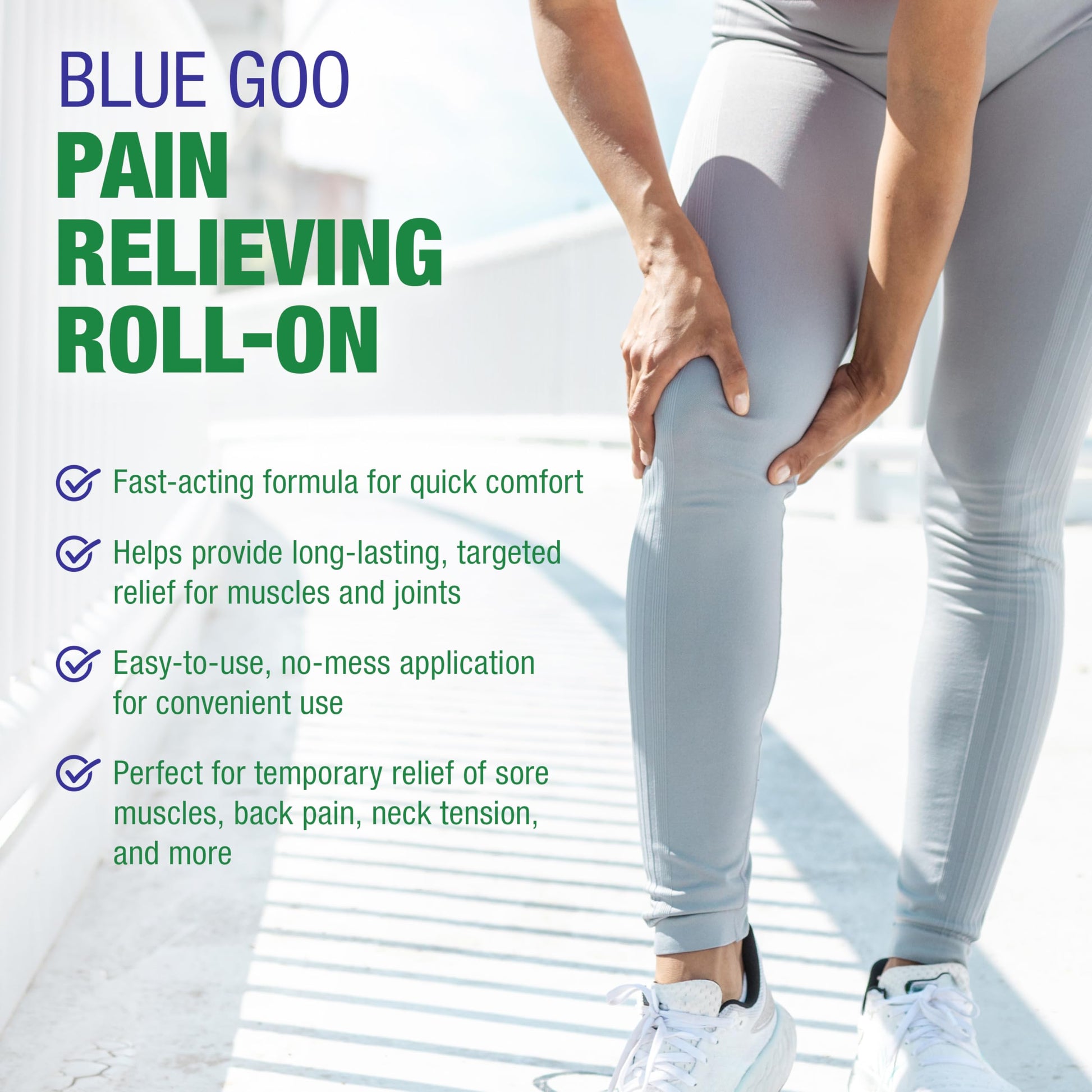 Blue Goo Pain Relieving Menthol Roll On – for Back, Neck, Muscle and Joint Pain, Sprains and Strains, Fast-Acting Soothing Cooling Pain Relief Liquid with 4% Menthol, 2.5 oz (3 Pack) Blue Goo Au supplements