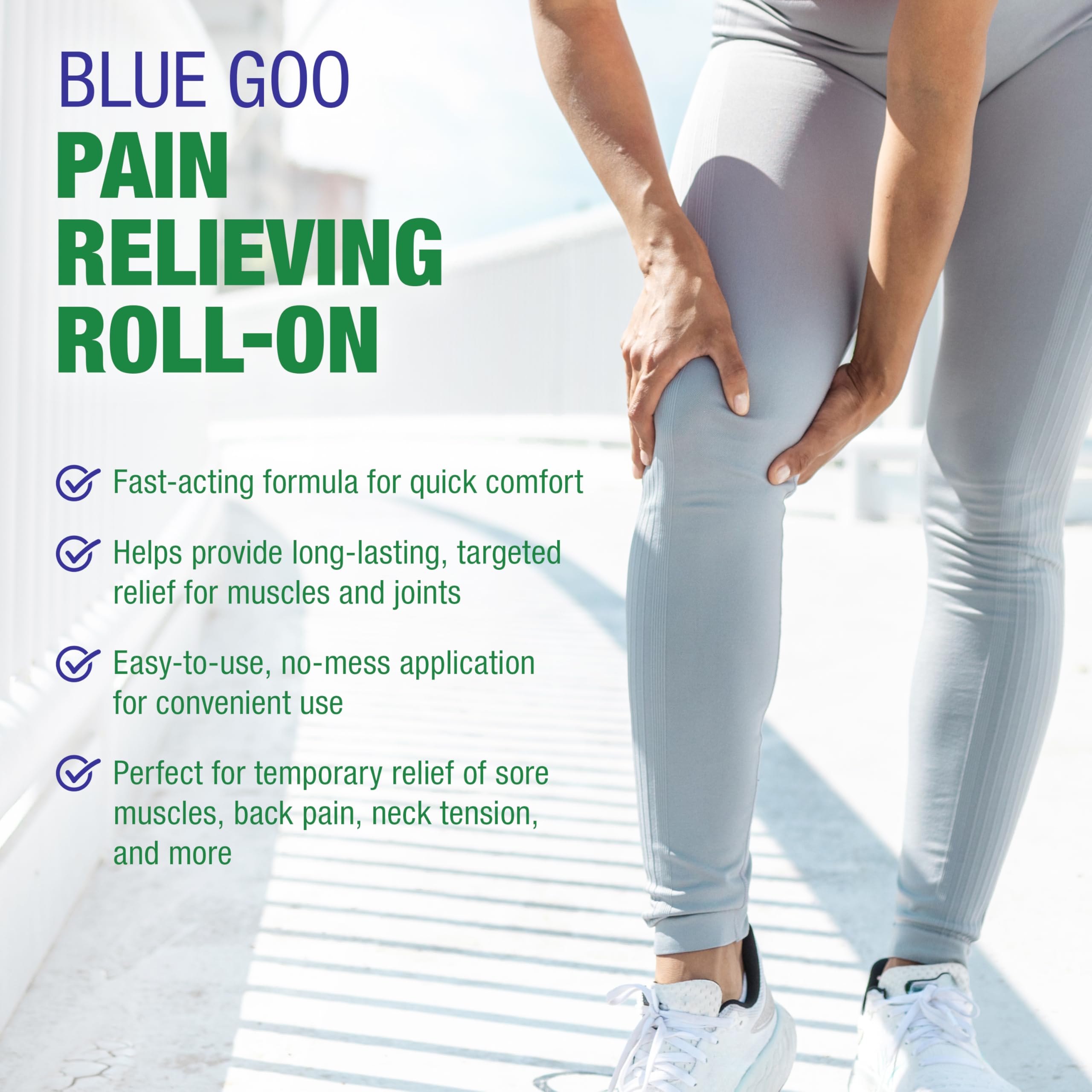 Blue Goo Pain Relieving Menthol Roll On – for Back, Neck, Muscle and Joint Pain, Sprains and Strains, Fast-Acting Soothing Cooling Pain Relief Liquid with 4% Menthol, 2.5 oz (3 Pack) Blue Goo Au supplements