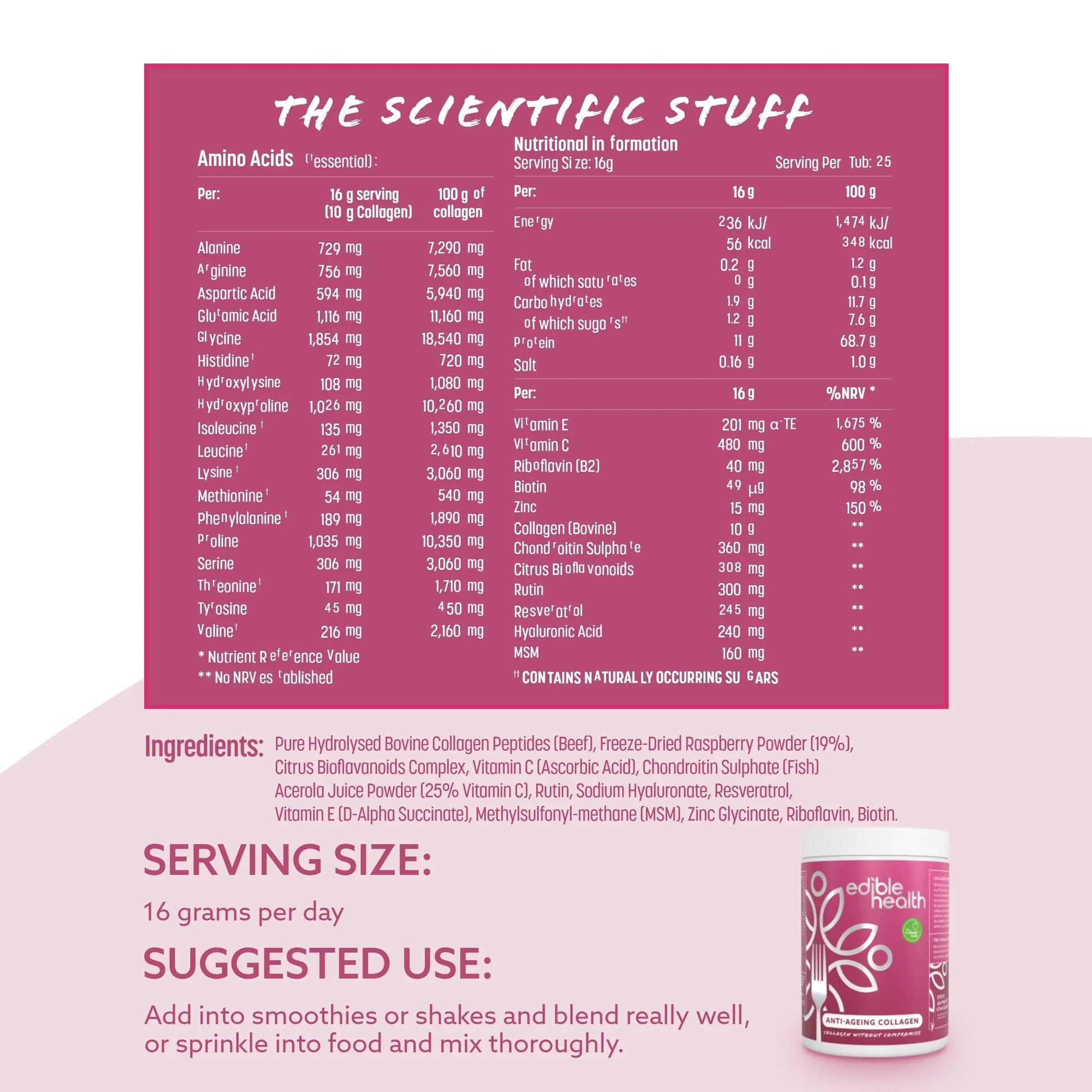 High Protein Edible Health Anti-Ageing Protein Powder, Regenerative Collagen Supplements Edible Health Au supplements