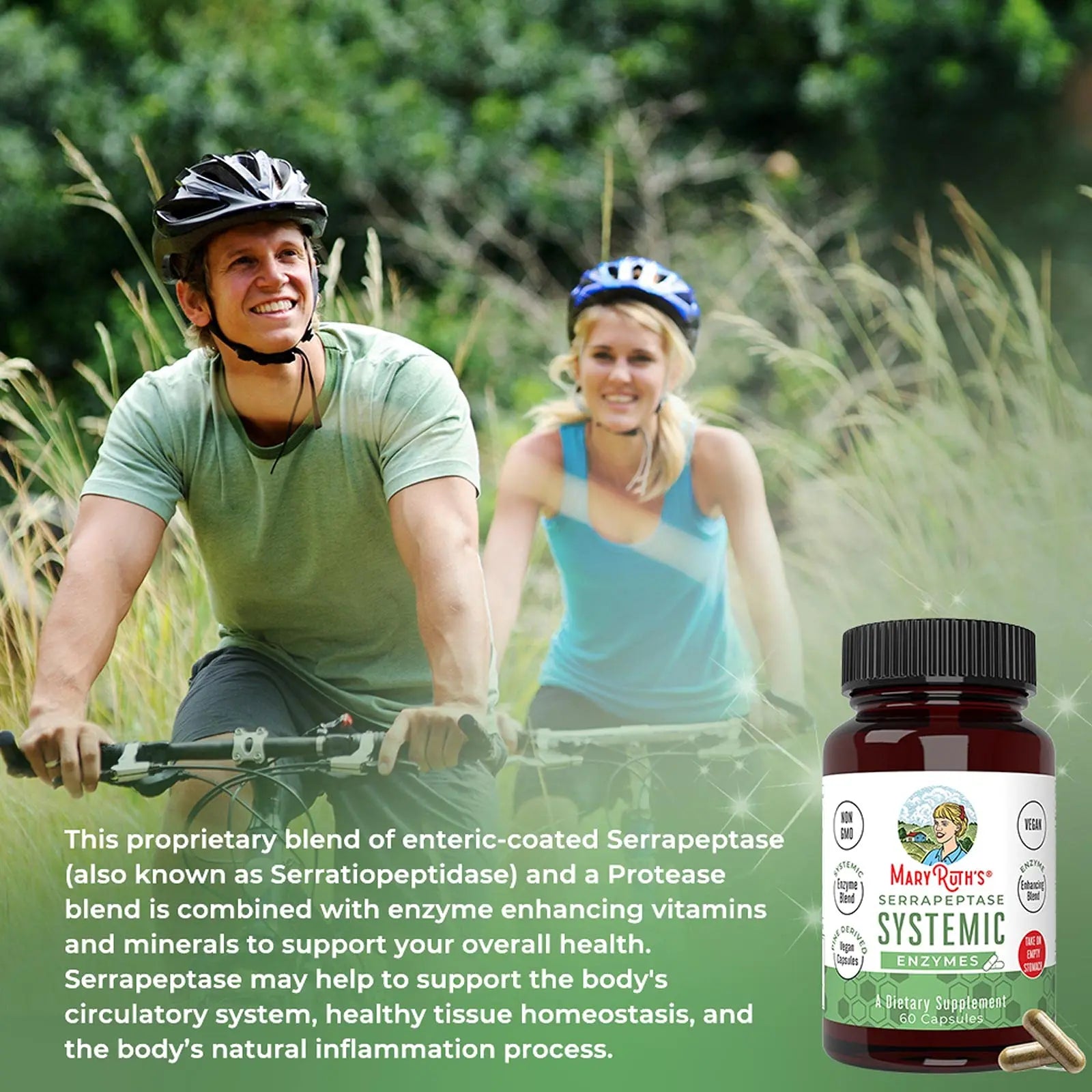 MaryRuth Organics Serrapeptase Enzymes Capsules | Up to 2 Month Supply | Enzyme Supplement for High Potency Sinus Relief Pills| Tissue Health and Cellular Health | Vegan | Gluten Free | 60 Count MARYRUTH'S Au supplements