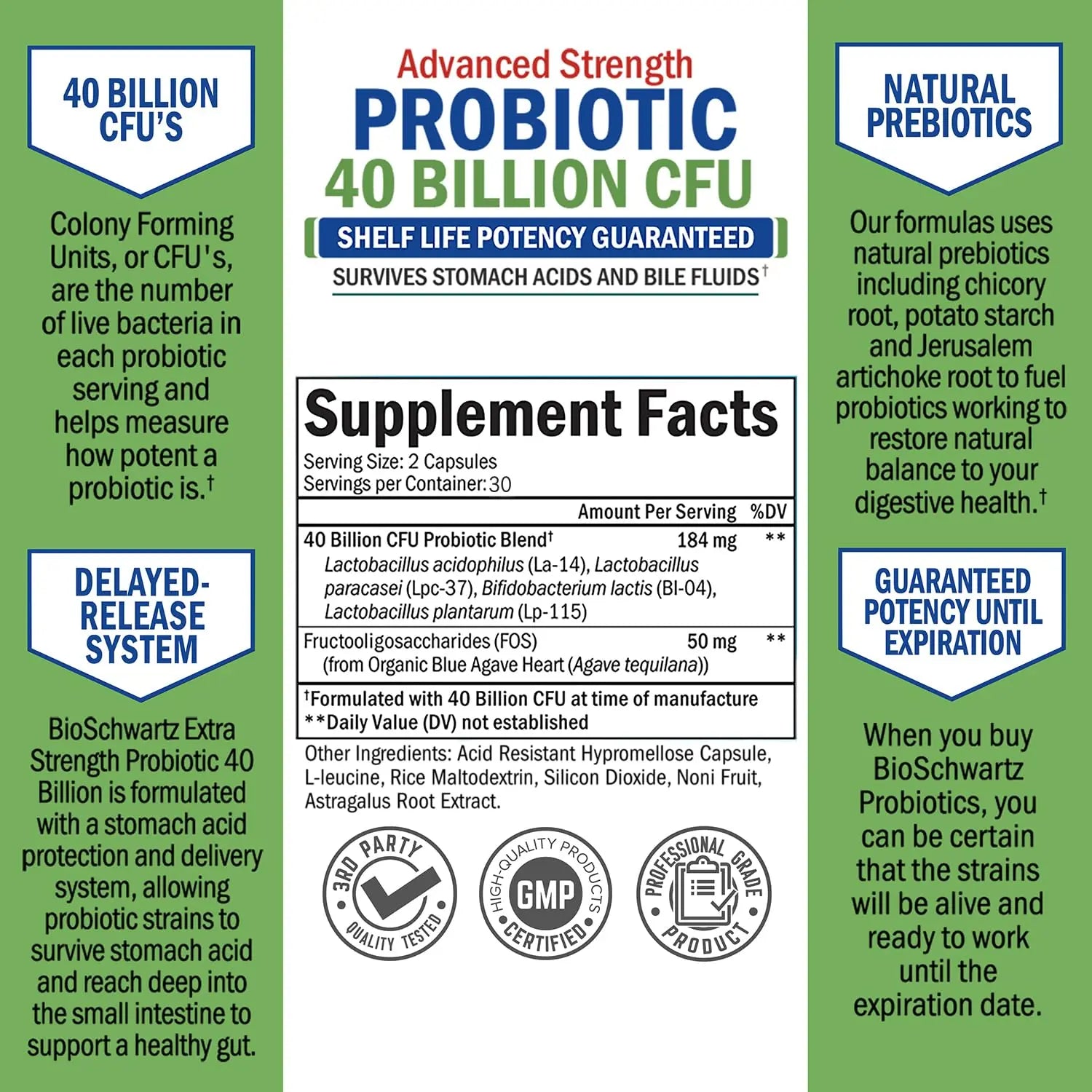 Daily Probiotic Supplement with 40 Billion CFU - Gut Health Complex with Astragalus BioSchwartz Au supplements