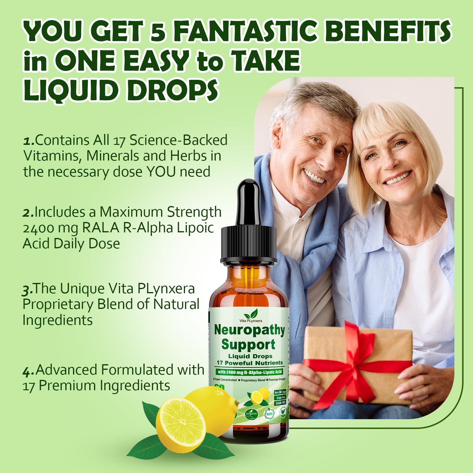 Neuropathy Supplements Liquid Drops, Advance 17-in-1 Stabilized R-Alpha Lipoic Acid (R-ALA) w. Acetyl L-Carnitine Vitamin B-Complex Magnesium, High Potency R-Lipoic Acid for Nerve Antioxidant Energy Vita PLynxera Au supplements