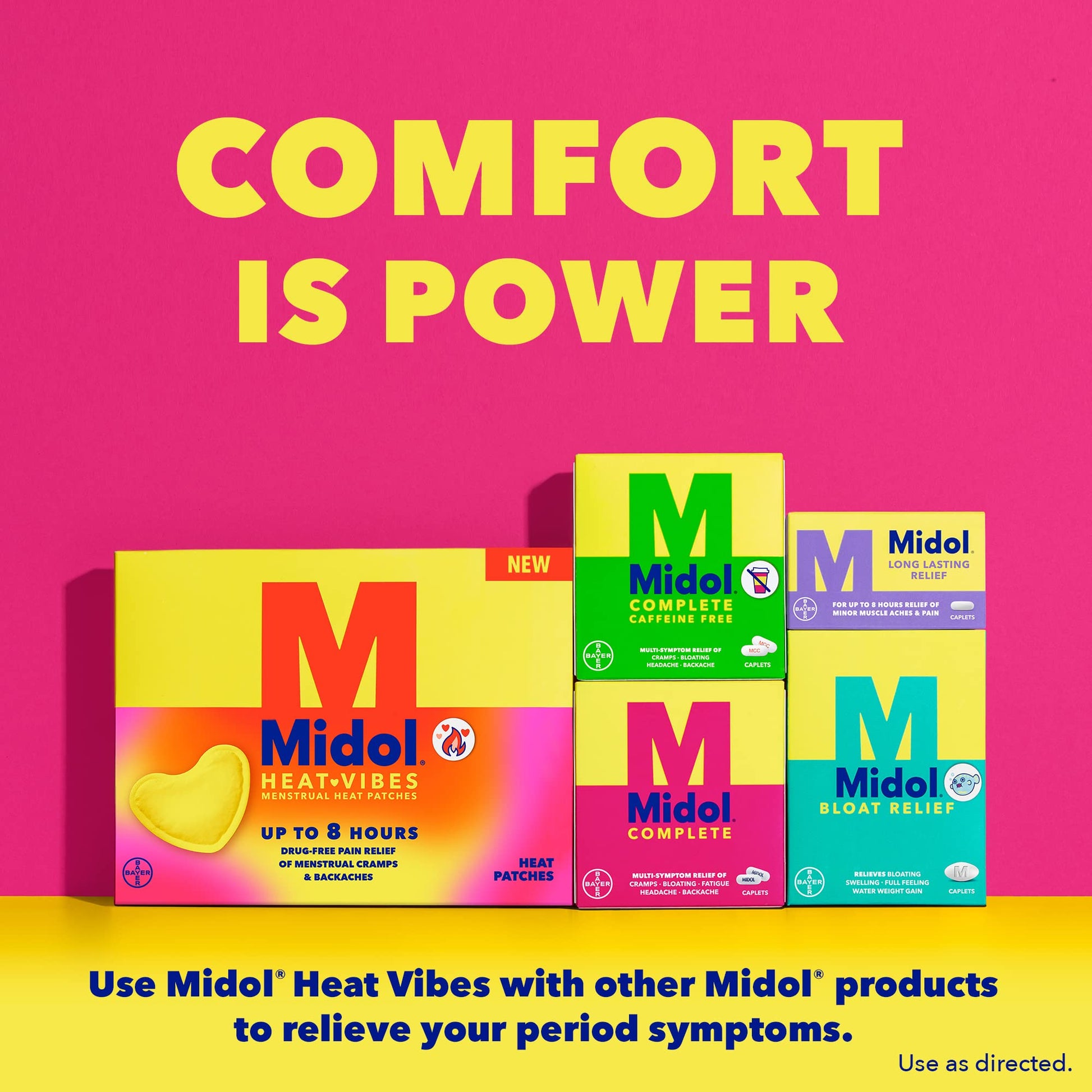 Midol Heat Vibes Menstrual Pain Relief Heat Patches - 6 Count Pack for Period Cramps and Backache Midol Au supplements