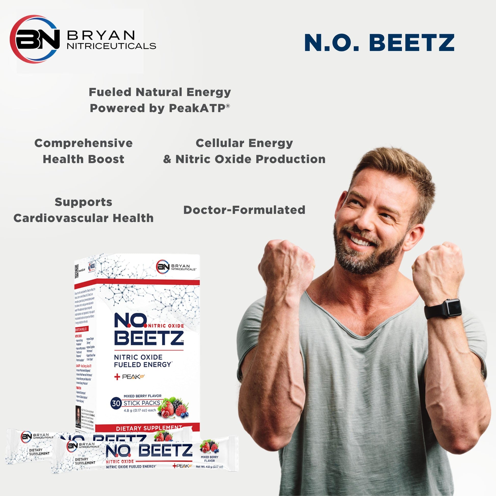 Bryan Nitriceuticals N.O. Beetz Nitric Oxide Fueled Energy Boost Supplement, Hydration & Cellular Energy Production Enhancer, Blend of Vitamins and Minerals (30 Servings) Bryan Nitriceuticals Au supplements