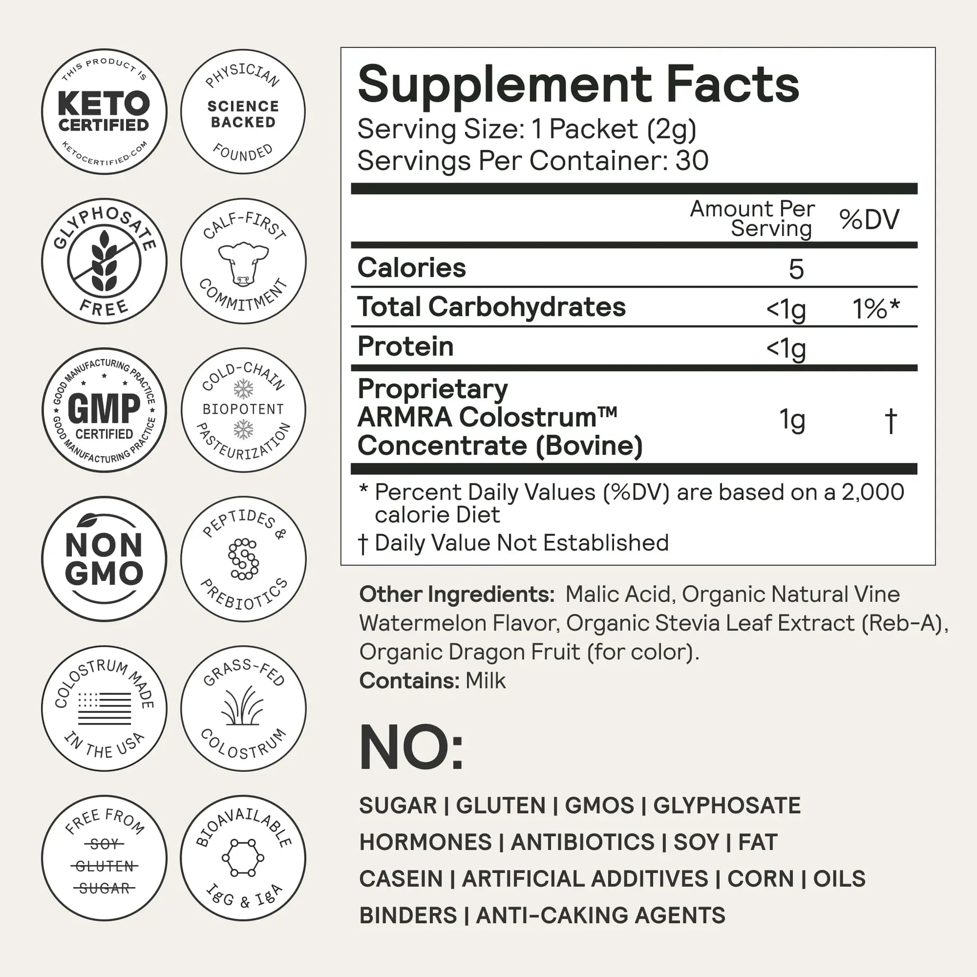 ARMRA Colostrum Powder | Vine Watermelon | Gut Health & Bloating | Skin & Hair | Immunity | Keto, Gluten & Fat-Free | 60 Servings ARMRA Au supplements