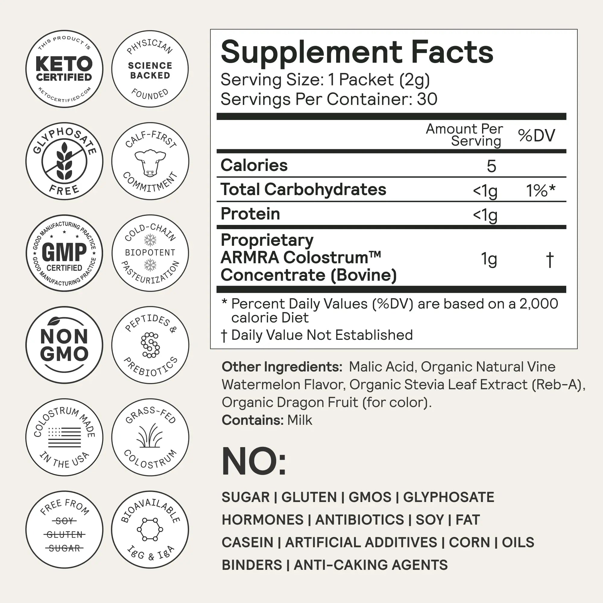 ARMRA Colostrum Powder | Vine Watermelon | Gut Health & Bloating | Skin & Hair | Immunity | Keto, Gluten & Fat-Free | 60 Servings ARMRA Au supplements