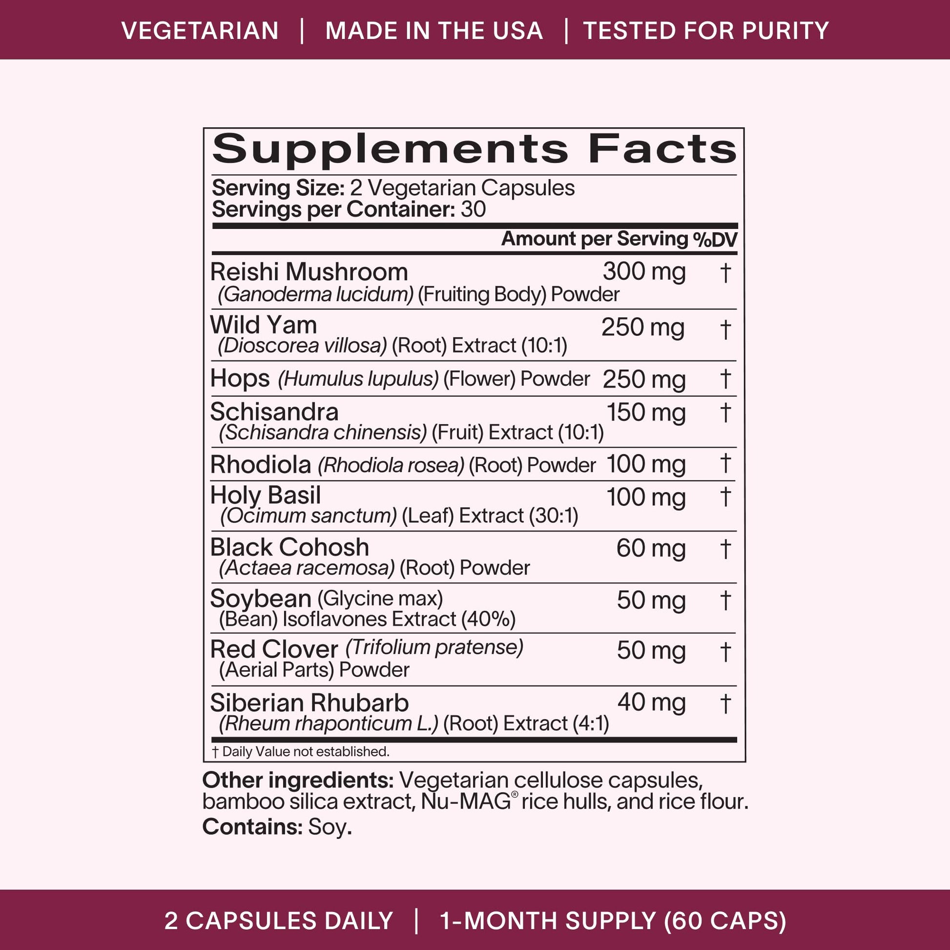 Ladywell Perimeno - Perimenopause Support - Support for Mood, Mental Clarity, Sleep & Hot Flashes - Black Cohosh, Reishi, Wild Yam, Holy Basil, Schisandra, Rhodiola, Siberian Rhubarb / 60 Veg Caps Ladywell Au supplements