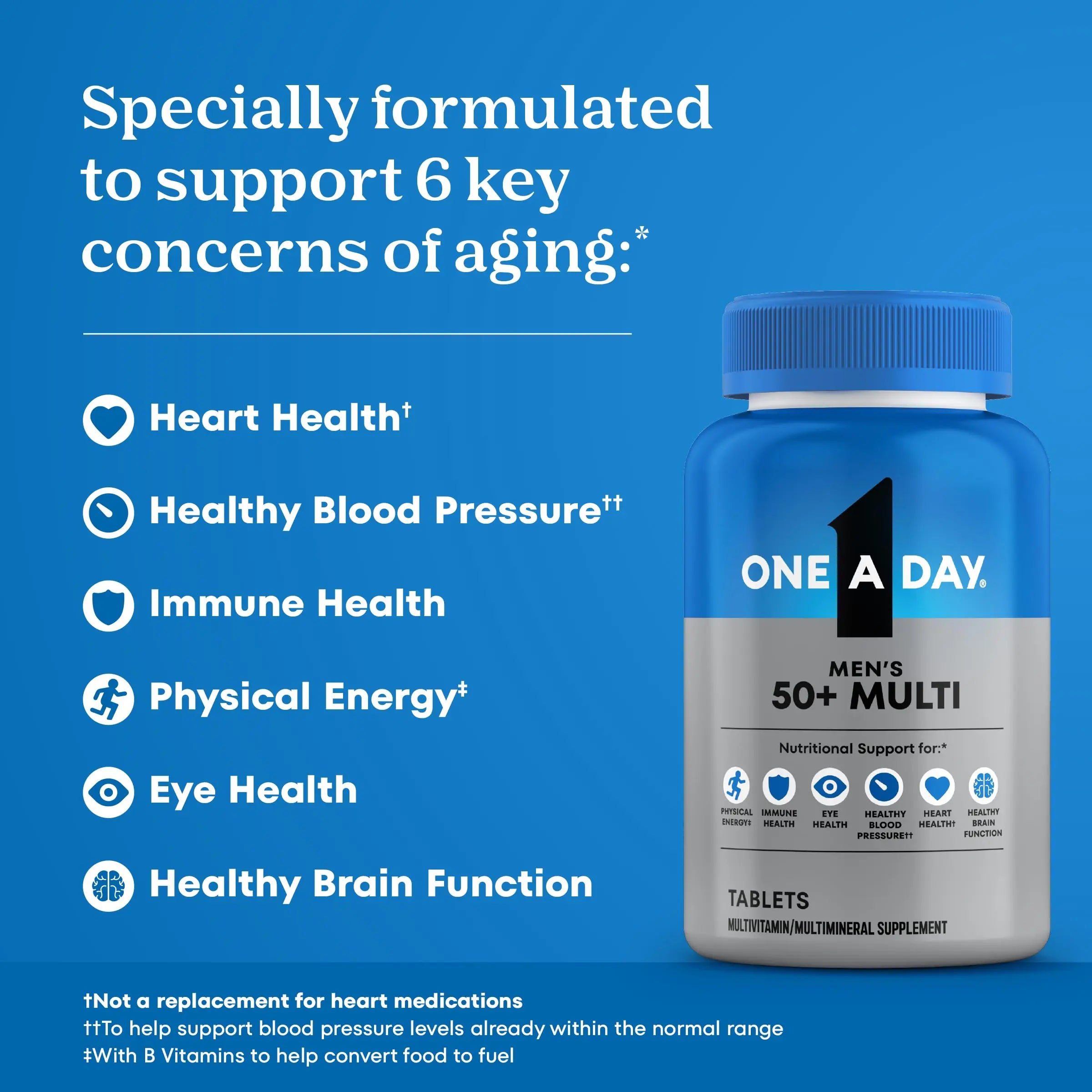 One A Day Men’s 50+ Multivitamins, Supplement with A, C, D, E and Zinc for Immune Health*, Calcium & More, 100 Tablets ONE A DAY Au supplements