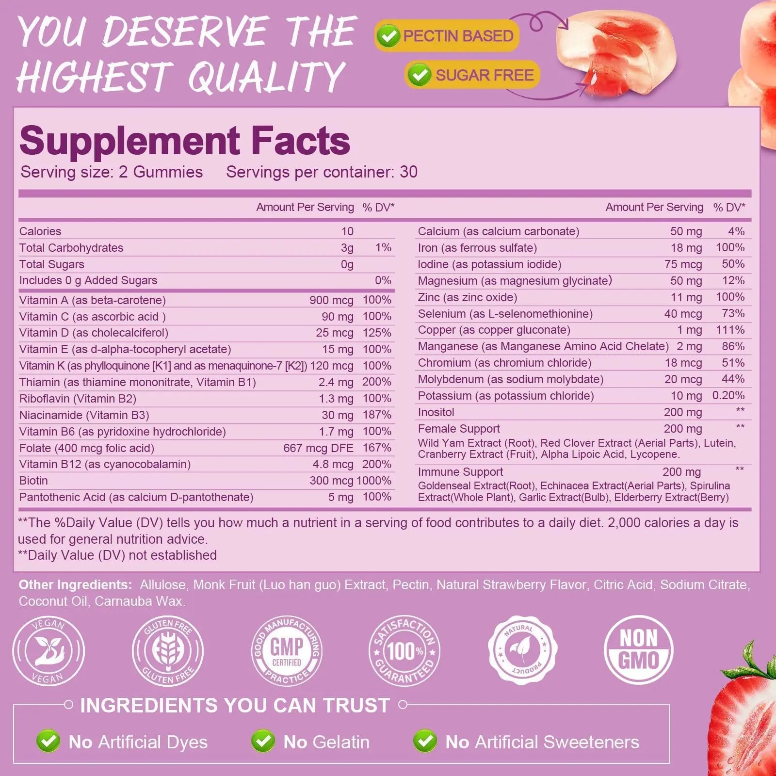 Totaria Sugar Free Multivitamin Gummies for Women 14+ w/Iron, Inositol, Folate, Biotin, Womens Daily Multivitamin Gummy w/Vitamin A, C, B, D3, K2, for Hair, Skin, Totaria Au supplements