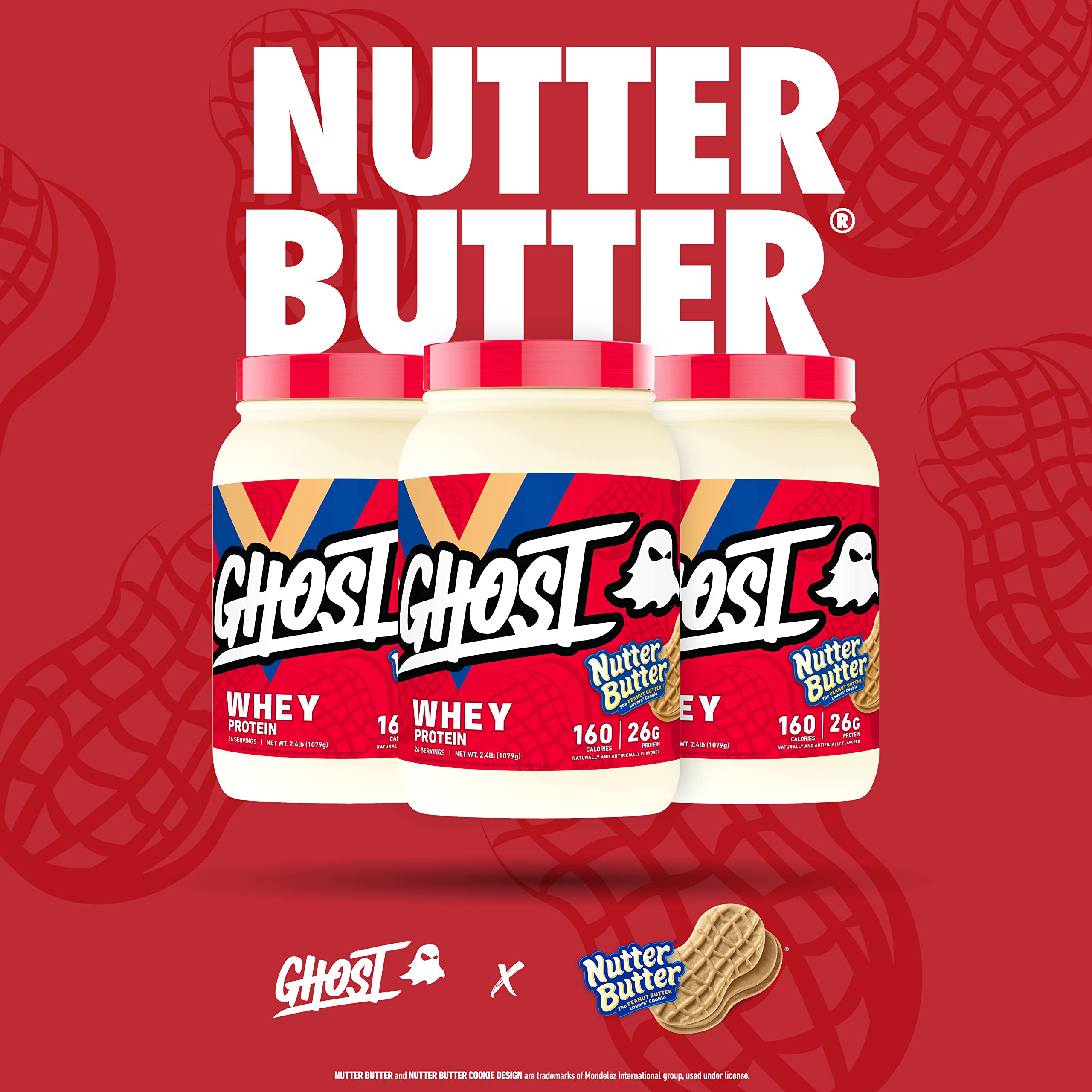 GHOST Whey Protein Powder, Nutter Butter - 2LB Tub, 26G of Protein - Peanut Butter GHOST Au supplements