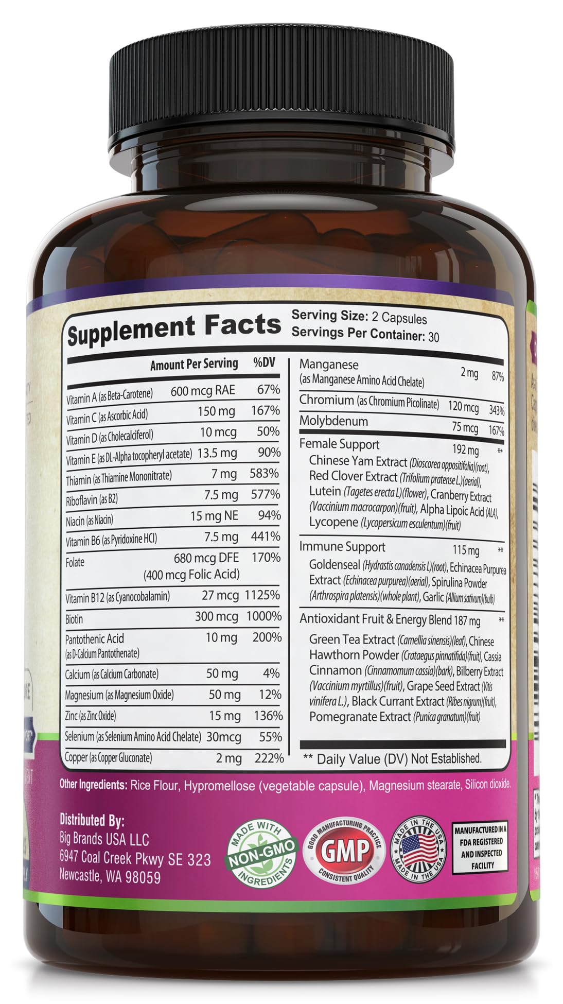 WHOLE WORLD WELLNESS Womens Daily Multivitamin Multimineral Supplement for Energy, Mood, Focus, Hair, Skin & Nails. Made for Women with 30+ Nutrients, Fruit & Energy Blend. Womens Vitamins, USA Made. WHOLE WORLD WELLNESS Au supplements