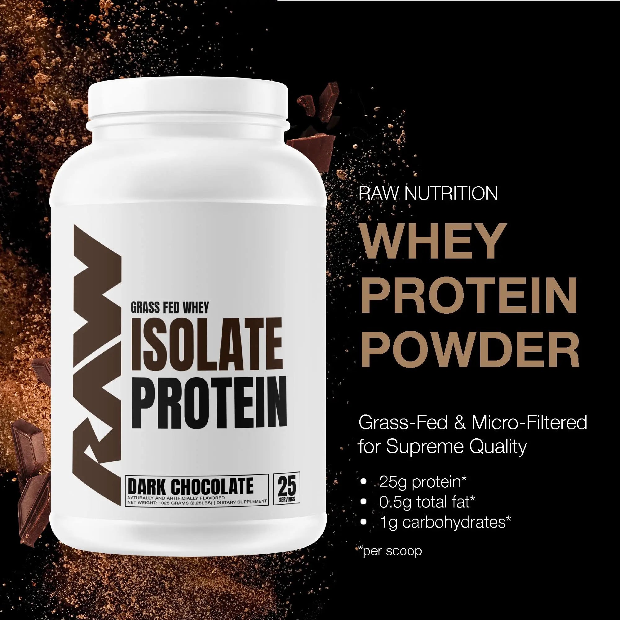 RAW Whey Isolate Protein Powder, Dark Chocolate - 100% Grass-Fed Sports Nutrition RAW Au supplements
