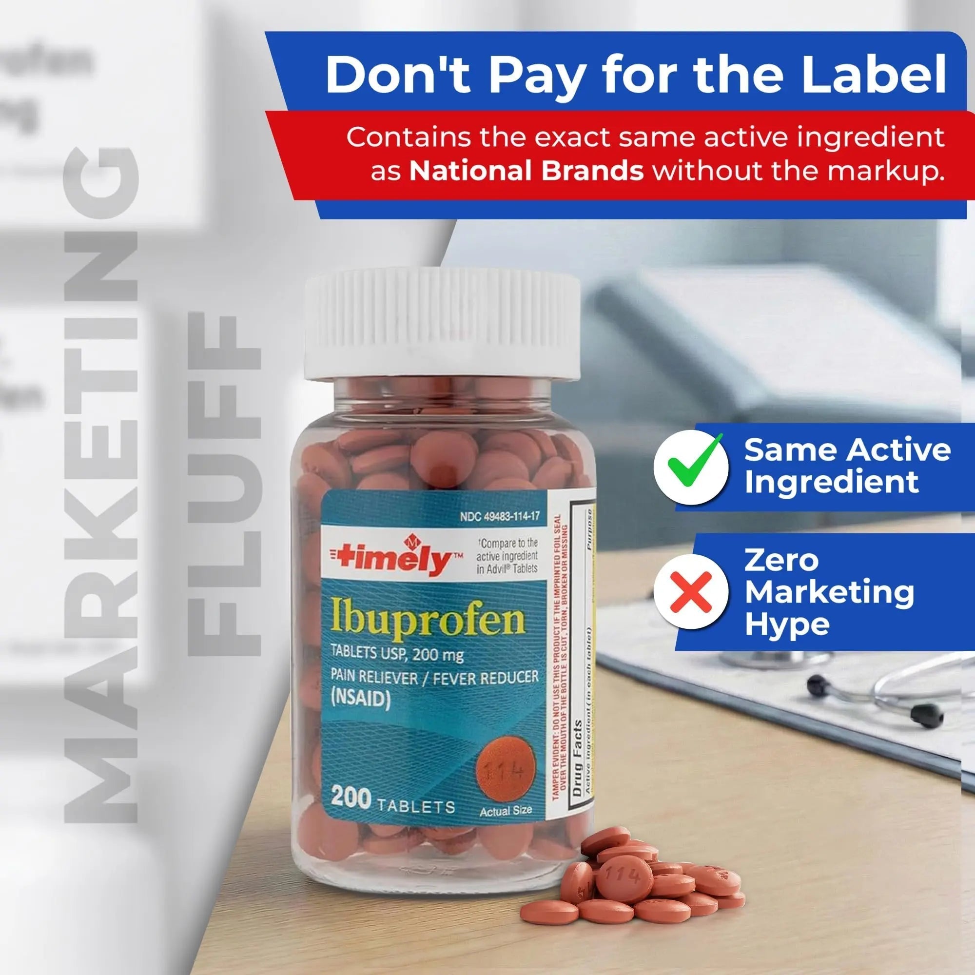 TIME-Cap Labs 200 Tablets Ibuprofen 200mg Coated - Pain Reliever & Fever Reducer (NSAID) for Adults, Helps with Headache, Back Pain, Muscle Aches, Toothaches, Menstrual Cramps & Minor Arthritis Pain TIME-CAP LABS, INC. Au supplements