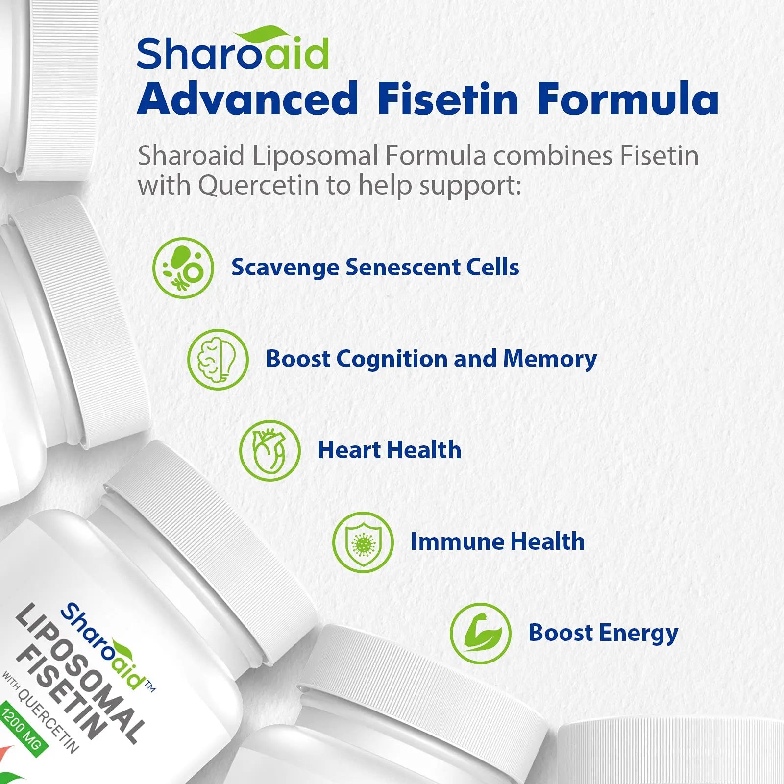 Sharoaid Liposomal Fisetin with Quercetin Supplements 1200 mg per Serving,High Absorpti Sharoaid Au supplements