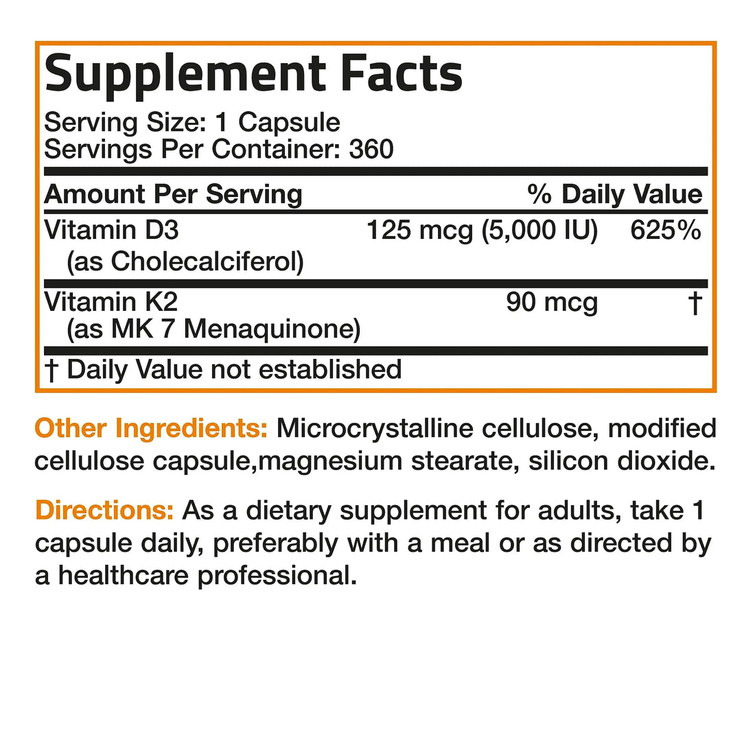 Bronson Vitamin K2 (MK7) with D3 Supplement Non-GMO Formula 5000 IU Vitamin D3 Bronson Au supplements