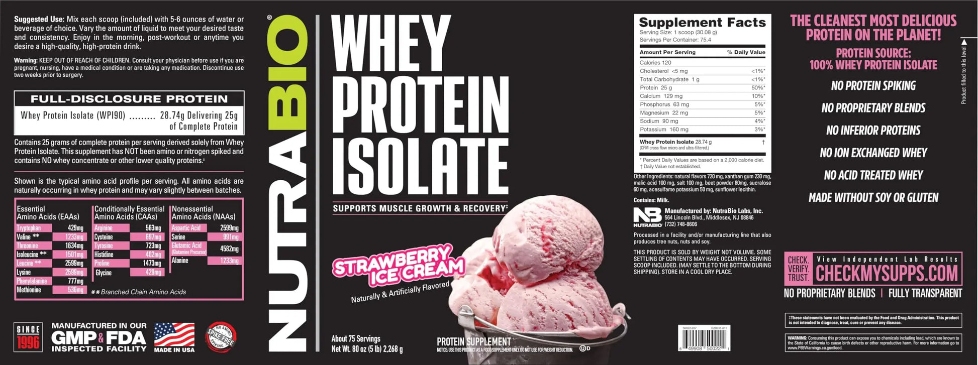 NutraBio Whey Protein Isolate Supplement – 25g of Protein Per Scoop with Complete NutraBio Au supplements