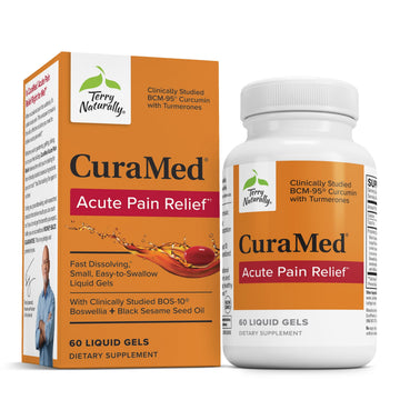 Terry Naturally CuraMed Acute Pain Relief - Supplement with BCM-95 Curcumin & BOS-10 Boswellia - Black Sesame Seed Oil to Support Relief of Occasional Discomfort - 60 Liquid Gels Terry Naturally Au supplements