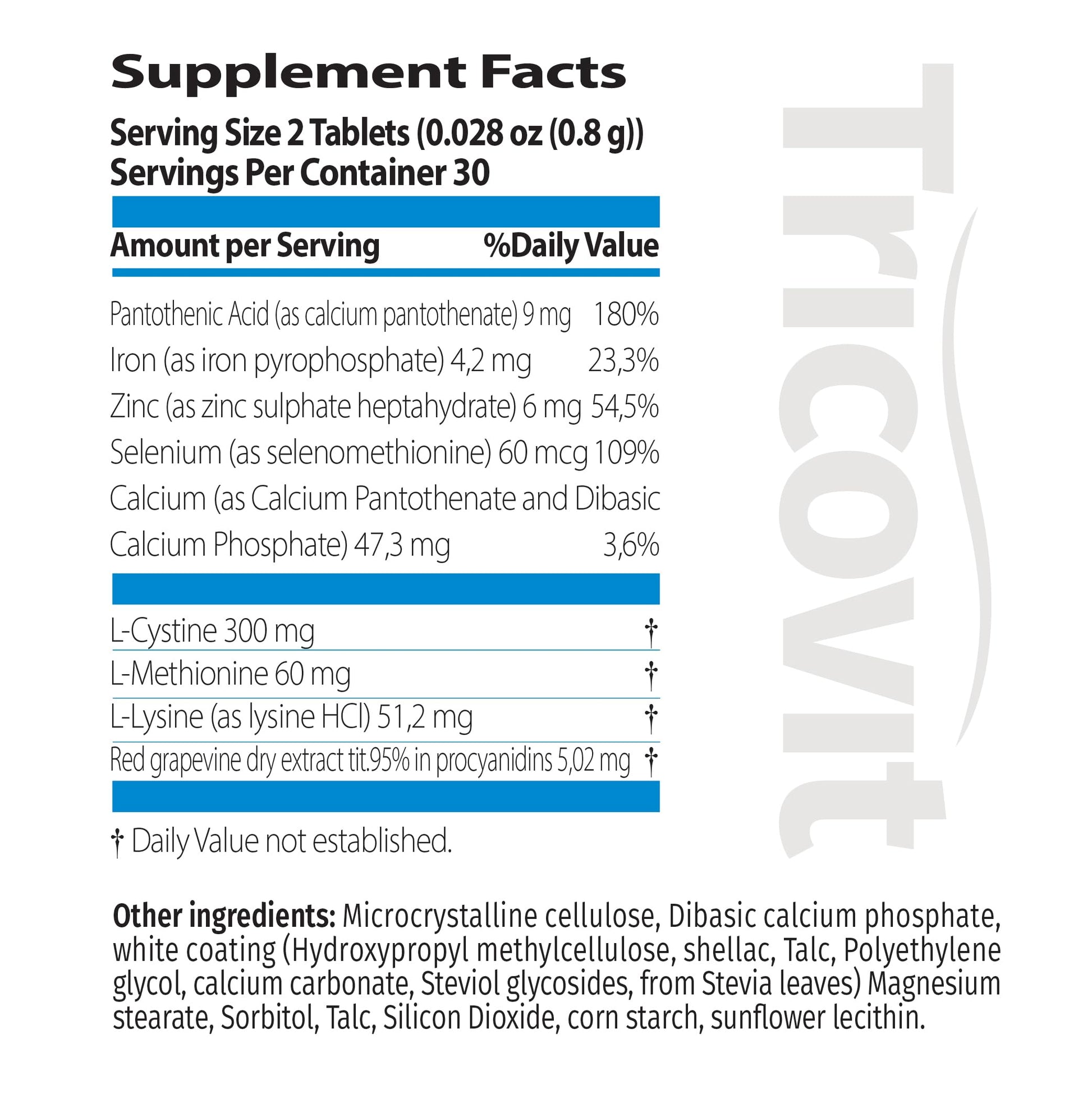 Tricovit Hair Growth Supplement - Nail & Hair Health Vitamins with Amino Acids, Minerals & Antioxidants - Dermatologist-Formulated & Gluten-Free Vitamins and Supplements for Women & Men (60 tablets) Tricovit Au supplements
