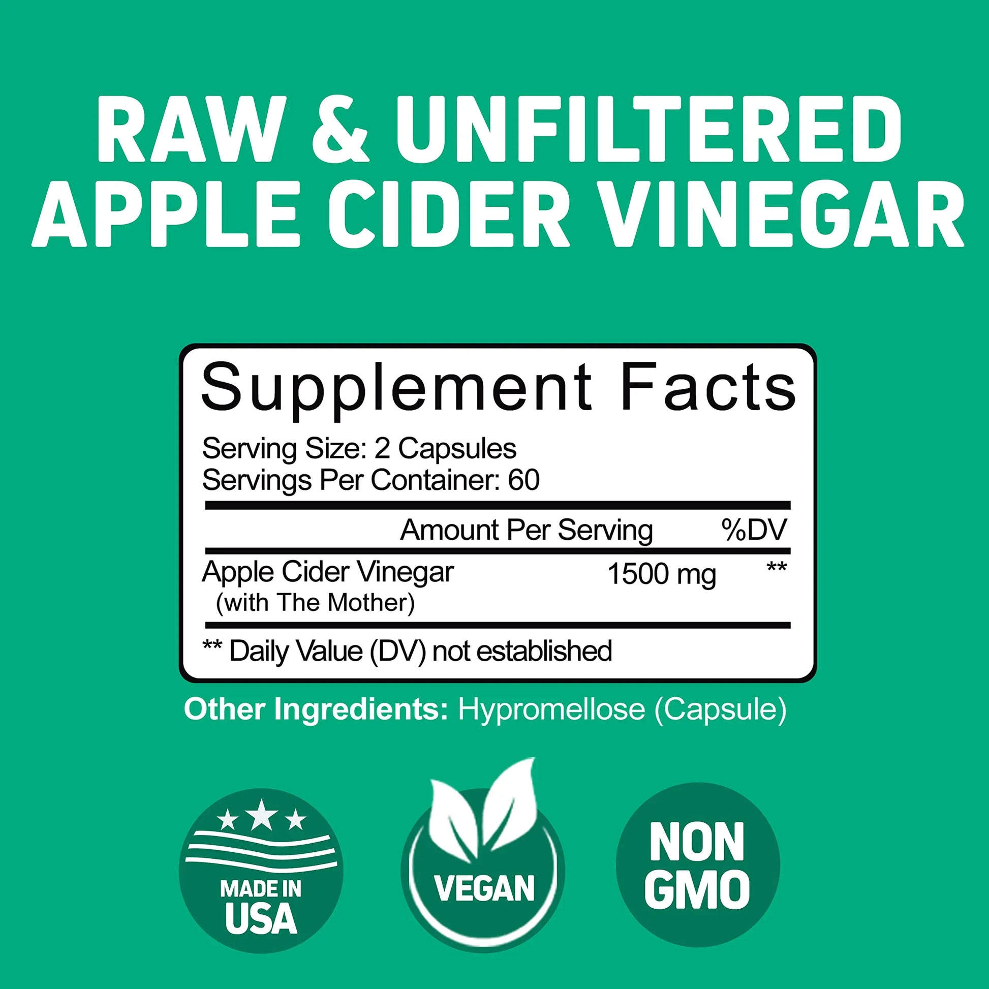 Herbtonics Raw Apple Cider Vinegar Capsules, 1500mg Detox Support (Packaging May Vary), 90 Caps Herbtonics Au supplements