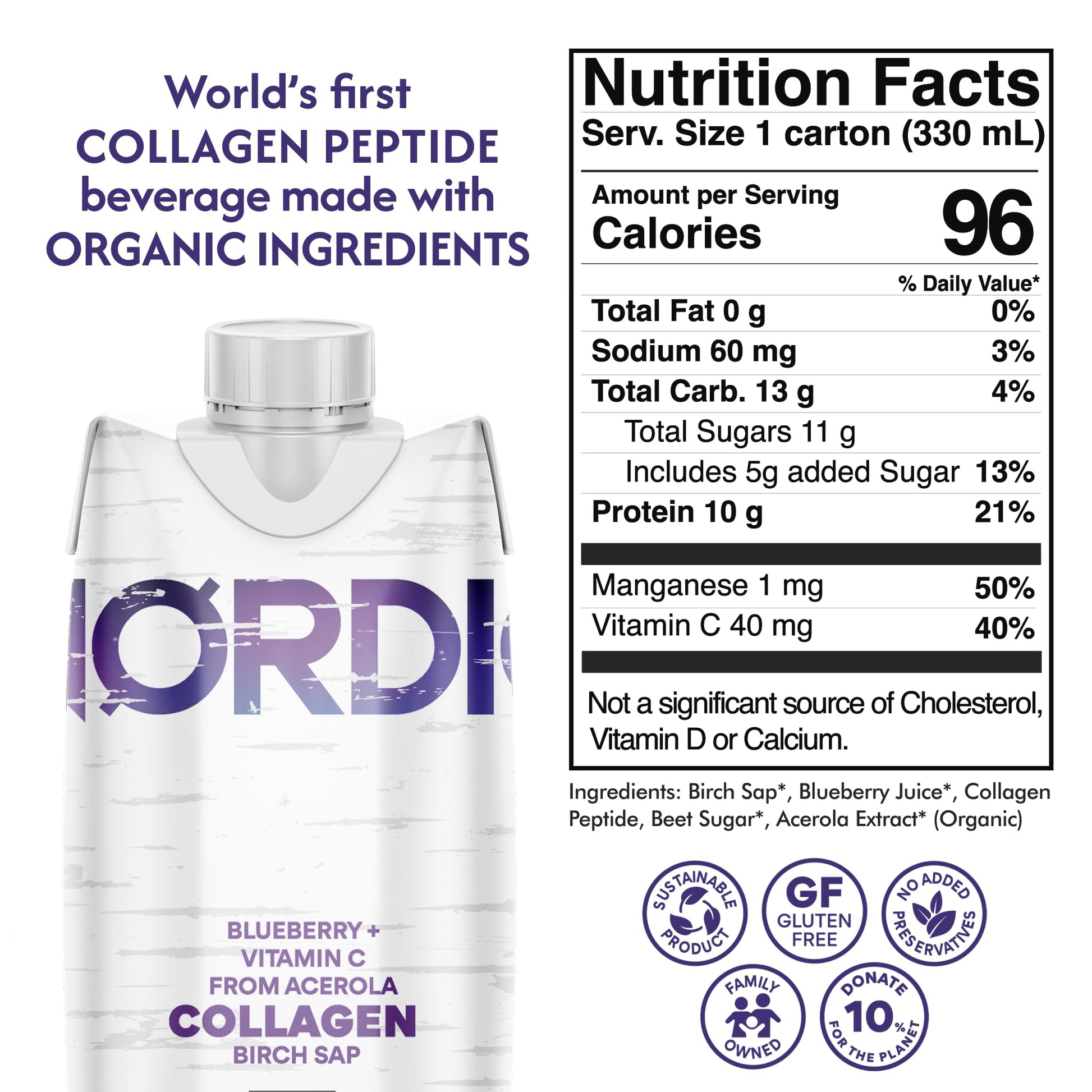 Nordic Liquid Collagen Peptide Drink, Organic Birch Sap, Wild blueberry + Vitamin C, Made in Finland - 10g Clinically Studied Grass Fed Collagen Peptides for Skin Hair Nails & Joint Support, with Silica, BPA-Free Beverage (12 Pack) Nordic Tree Water Au supplements