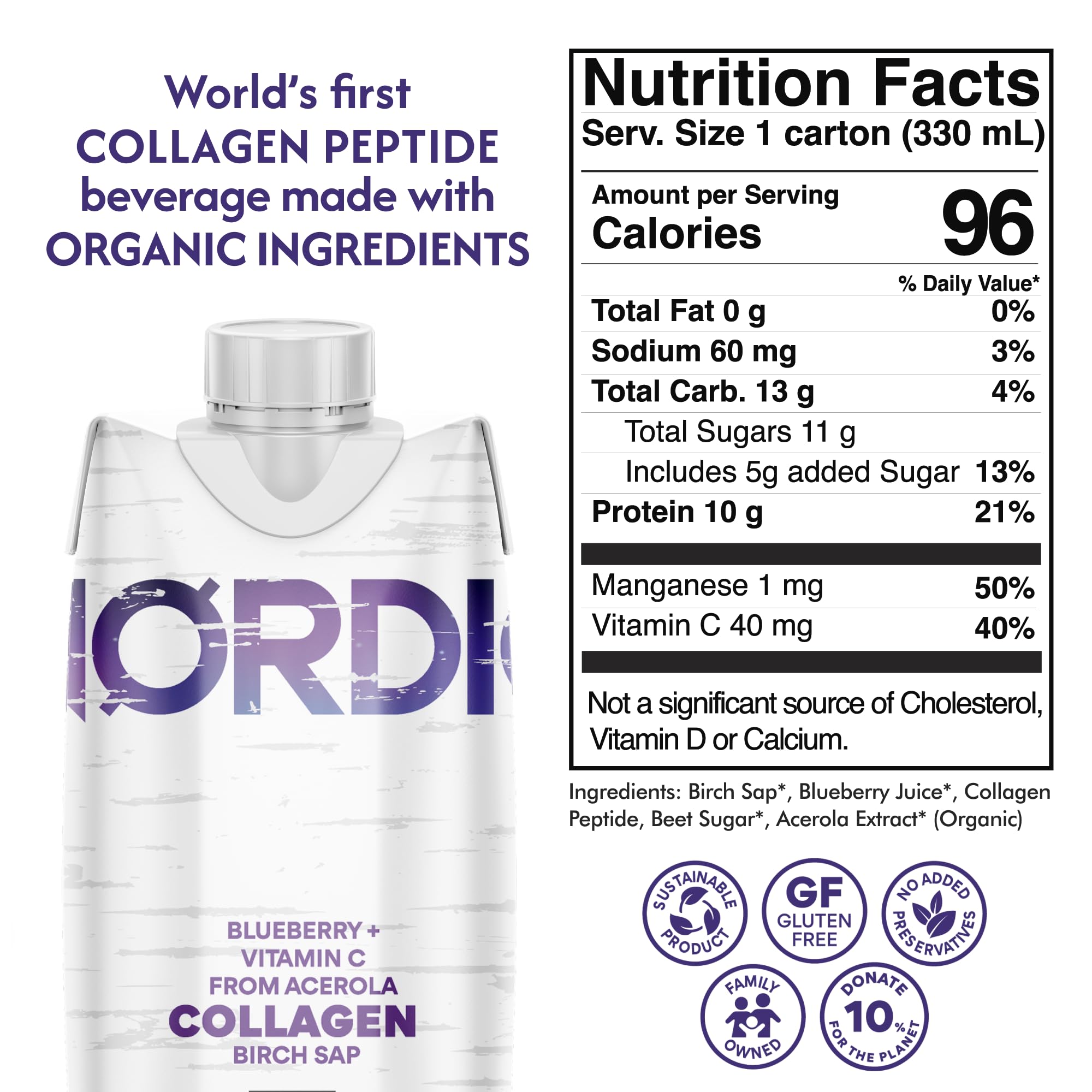 Nordic Liquid Collagen Peptide Drink, Organic Birch Sap, Wild blueberry + Vitamin C, Made in Finland - 10g Clinically Studied Grass Fed Collagen Peptides for Skin Hair Nails & Joint Support, with Silica, BPA-Free Beverage (12 Pack) Nordic Tree Water Au supplements