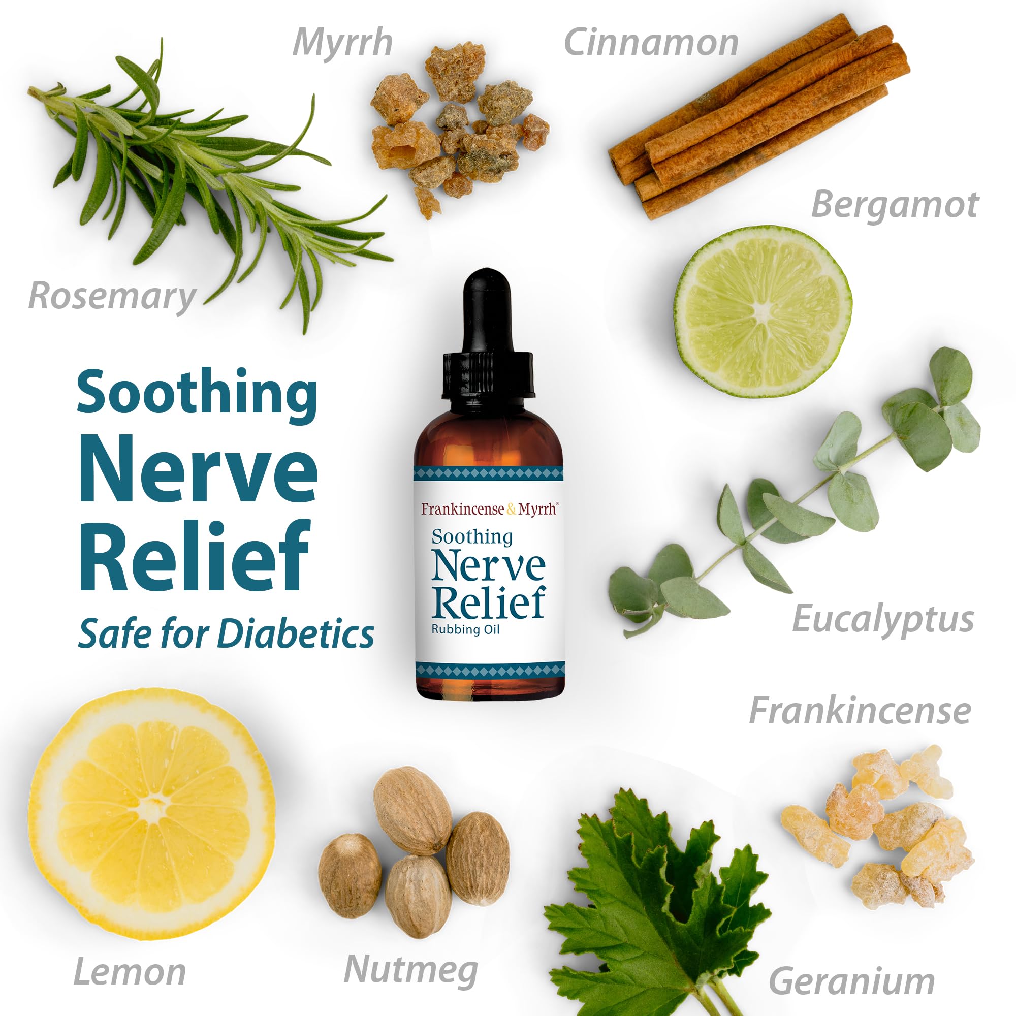 Nerve Pain Relief, Neuropathy Relief for Hands & Feet, Frankincense & Myrrh Rubbing Oil with Menthol and Frankincense Essential Oils, 2 Fl. Oz. Maximum Strength for Foot Pain FRANKINCENSE & MYRRH Au supplements