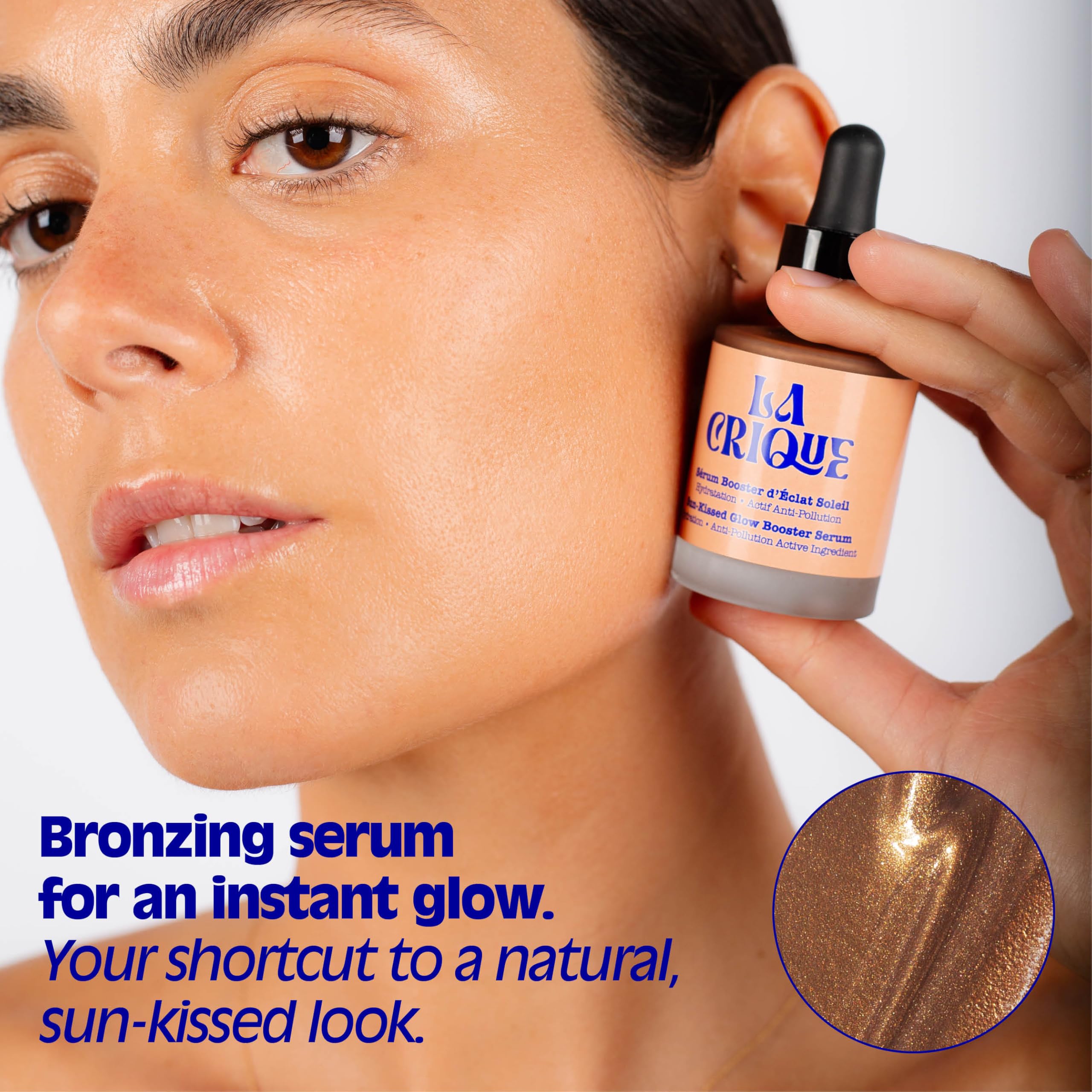 La Crique Bronzing Face Serum - Hydrating Bronzing Drops with Hyaluronic Acid & Anti-Pollution Protection - Natural Sun-Kissed Glow for All Skin Types - Vegan Friendly, Clean Beauty - 1 fl oz LA CRIQUE Au supplements