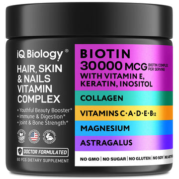 IQ BIOLOGY Biotin Collagen Keratin Astragalus Magnesium Ashwagandha Vitamin D3 Vitamin C IQ BIOLOGY Au supplements