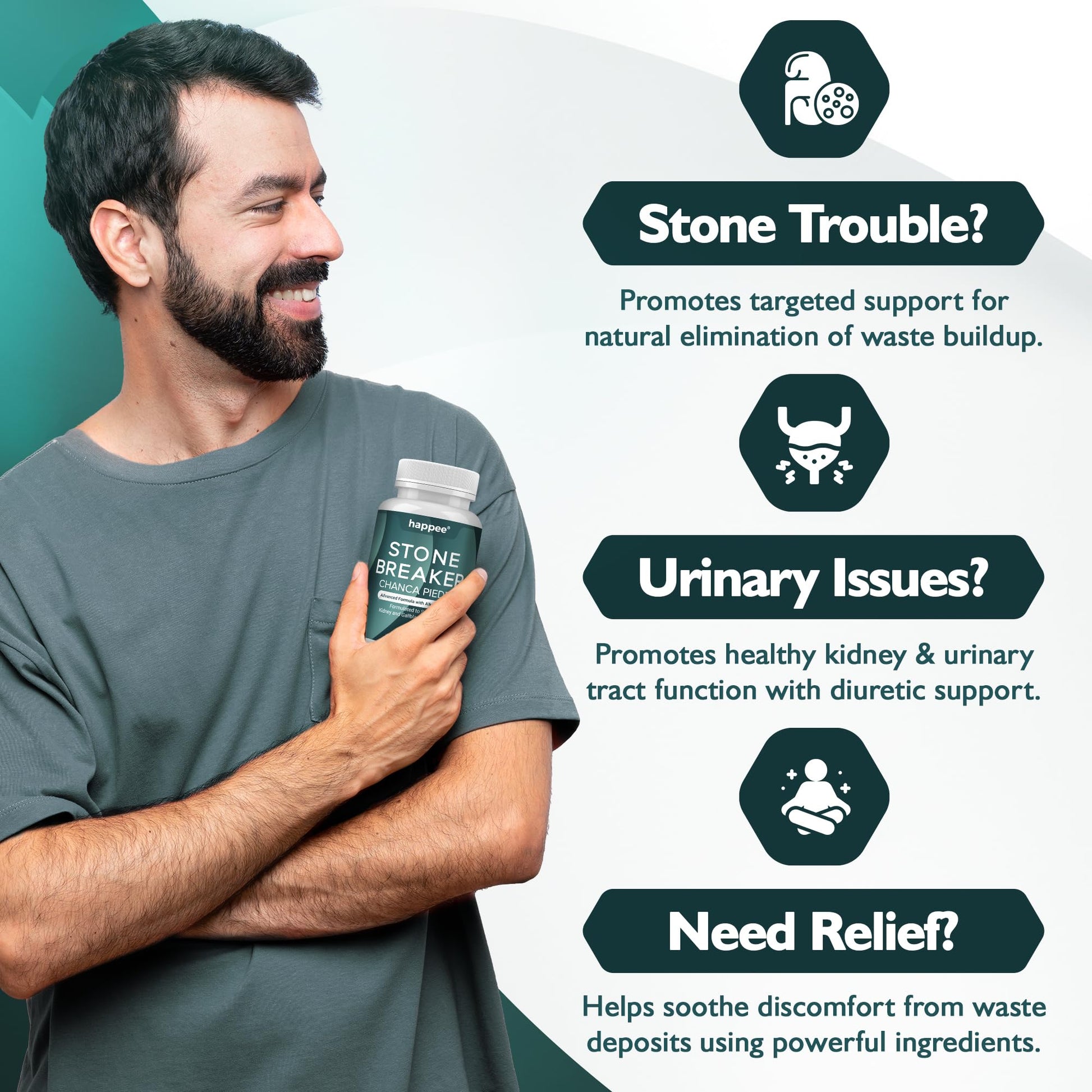 Happee Chanca Piedra Stone Breaker Kidney & Gallbladder Cleanse – Kidney Stone Dissolver & Passage Support - High Potency Phyllanthus Niruri with Magnesium, Potassium & Herbal Blend - 60 Capsules Happee Au supplements