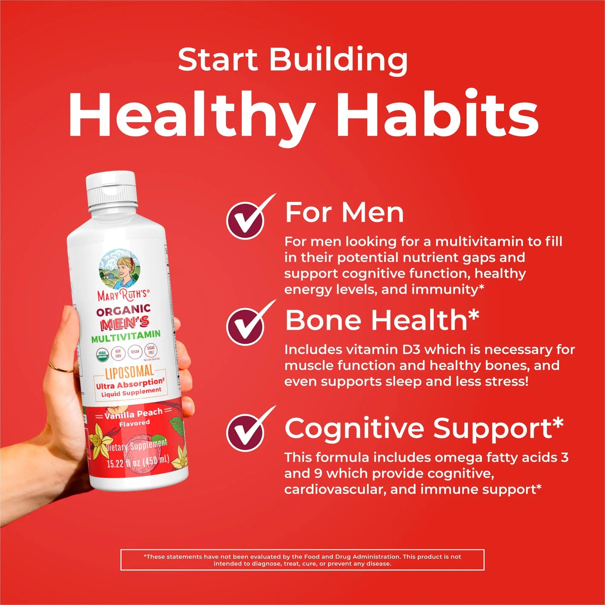 MaryRuth Organics Multivitamin for men | Sugar Free mens Multivitamin | Liquid Vitamins for men | Immune Support Supplement | Cognitive Health & Overall Wellness | Vegan | Non-GMO | 15.22 Fl Oz MARYRUTH'S Au supplements