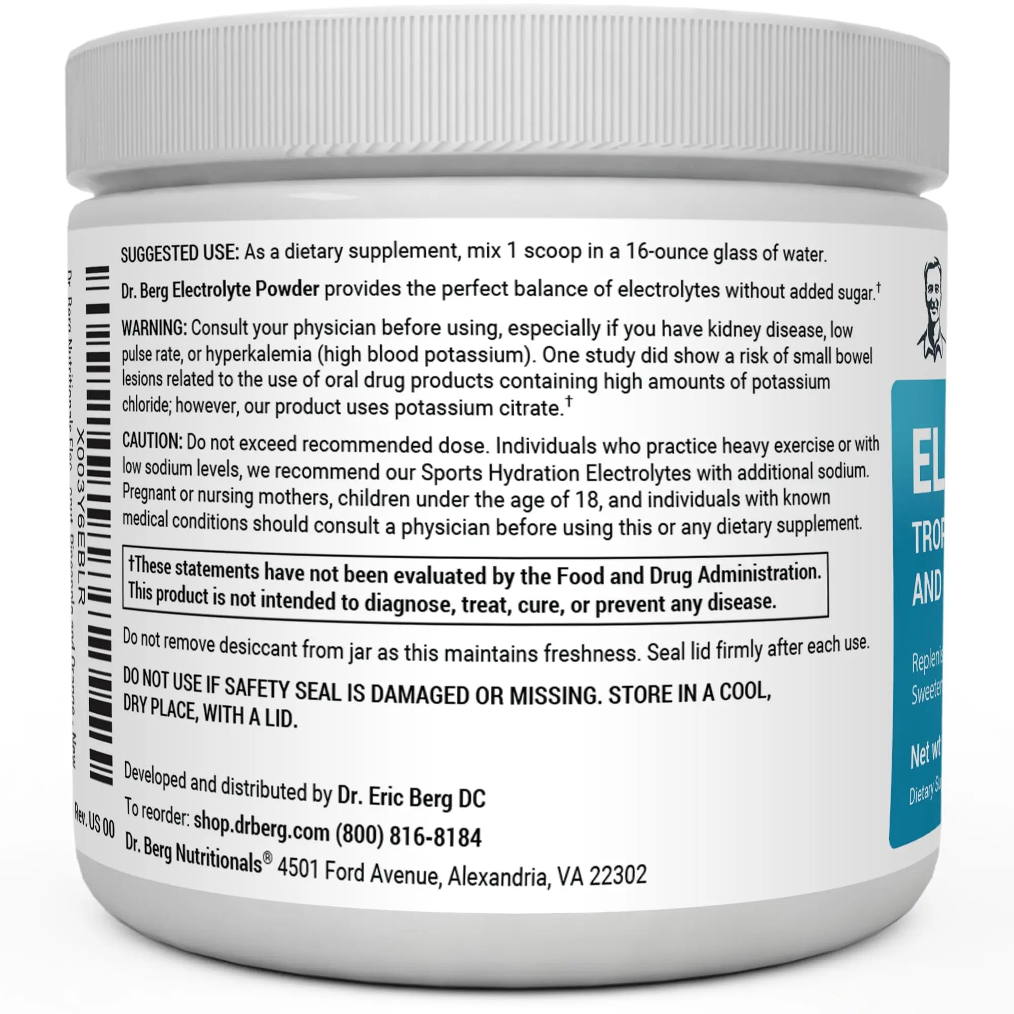 Dr. Berg Hydration Keto Electrolyte Powder - Enhanced w/ 1,000mg of Potassium Dr. Berg Nutritionals Au supplements
