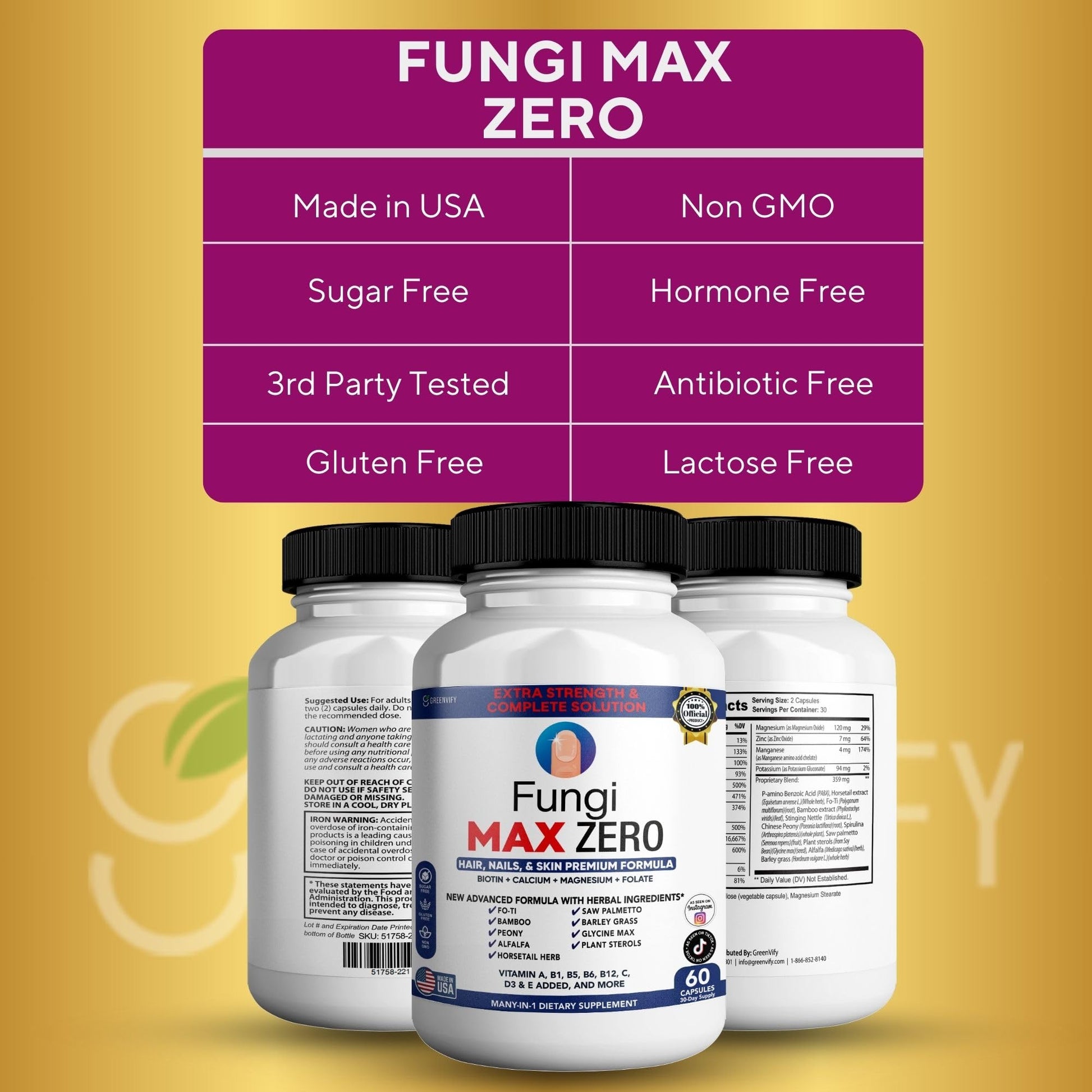 GREENVIFY Fungi Max Zero Hair, Nails & Skin Supplement. (1) GREENVIFY Au supplements