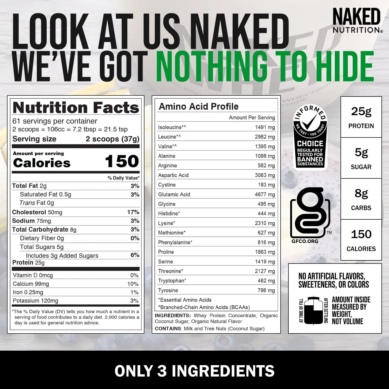 NAKED Nutrition Whey Vanilla Protein - All Natural Grass Fed Whey Protein Powder NAKED Au supplements
